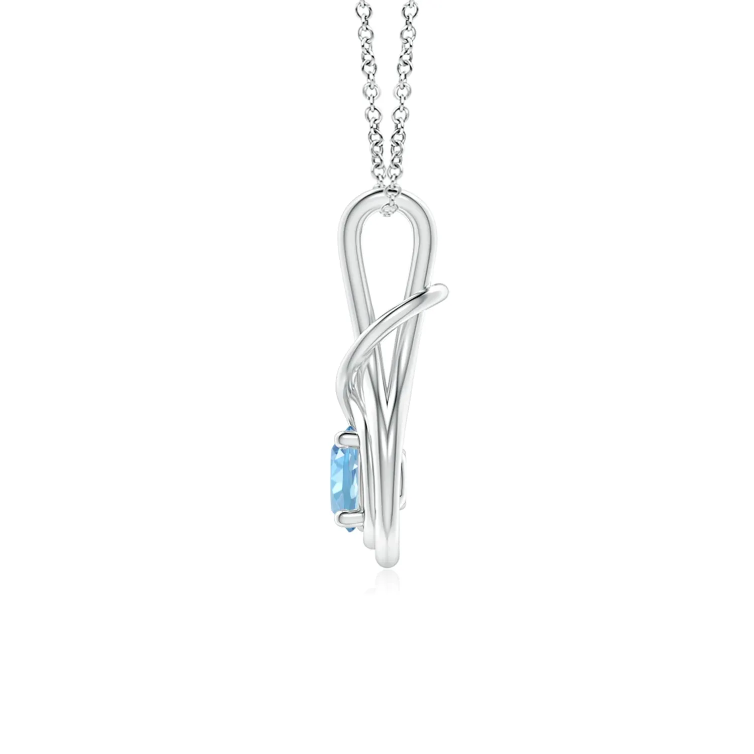 1 CT. Round Aquamarine Solitaire Infinity Knot Pendant