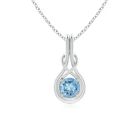 1 CT. Round Aquamarine Solitaire Infinity Knot Pendant