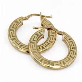 10K yellow gold Greek hoops earrings-7901