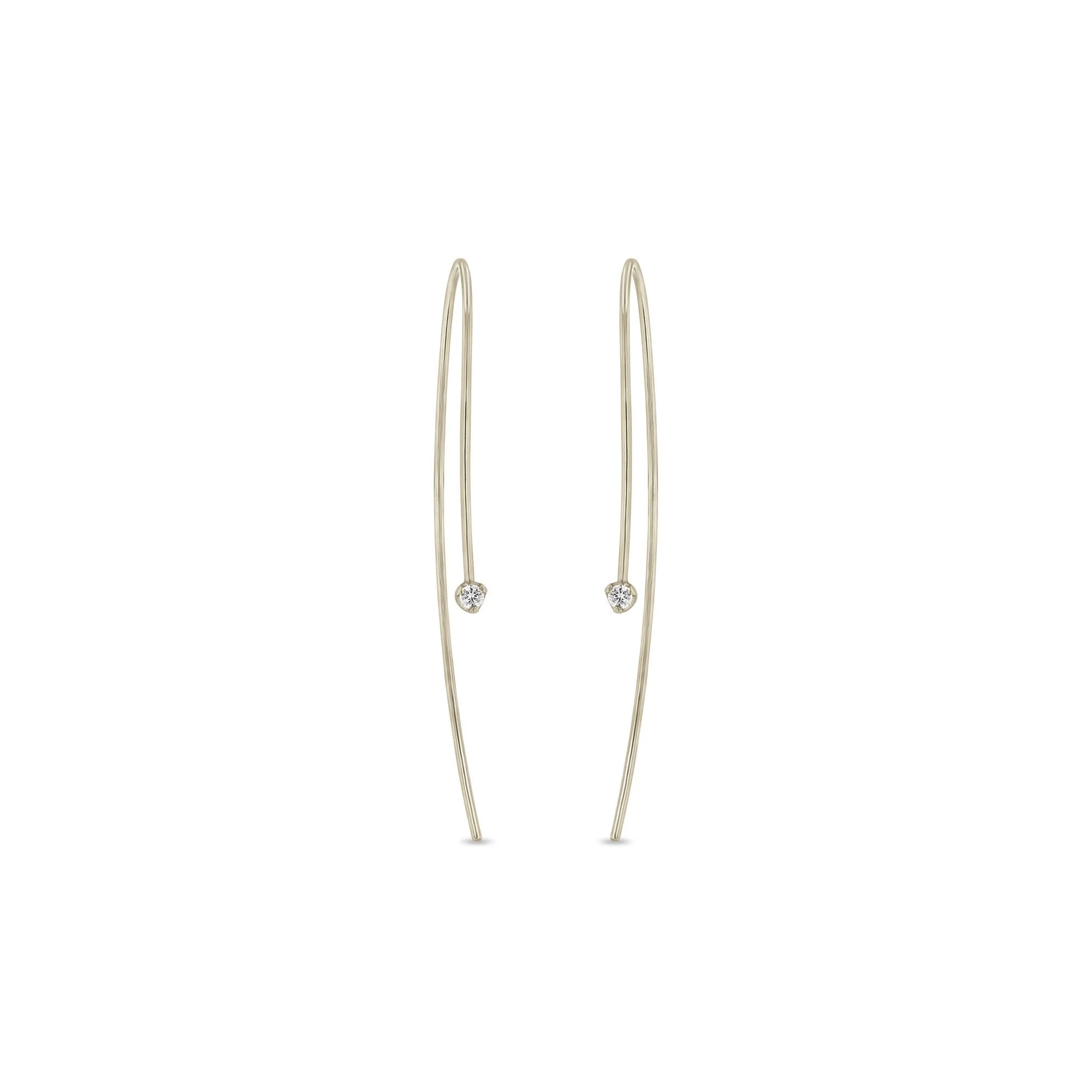 14k Prong Diamond Wire Earrings