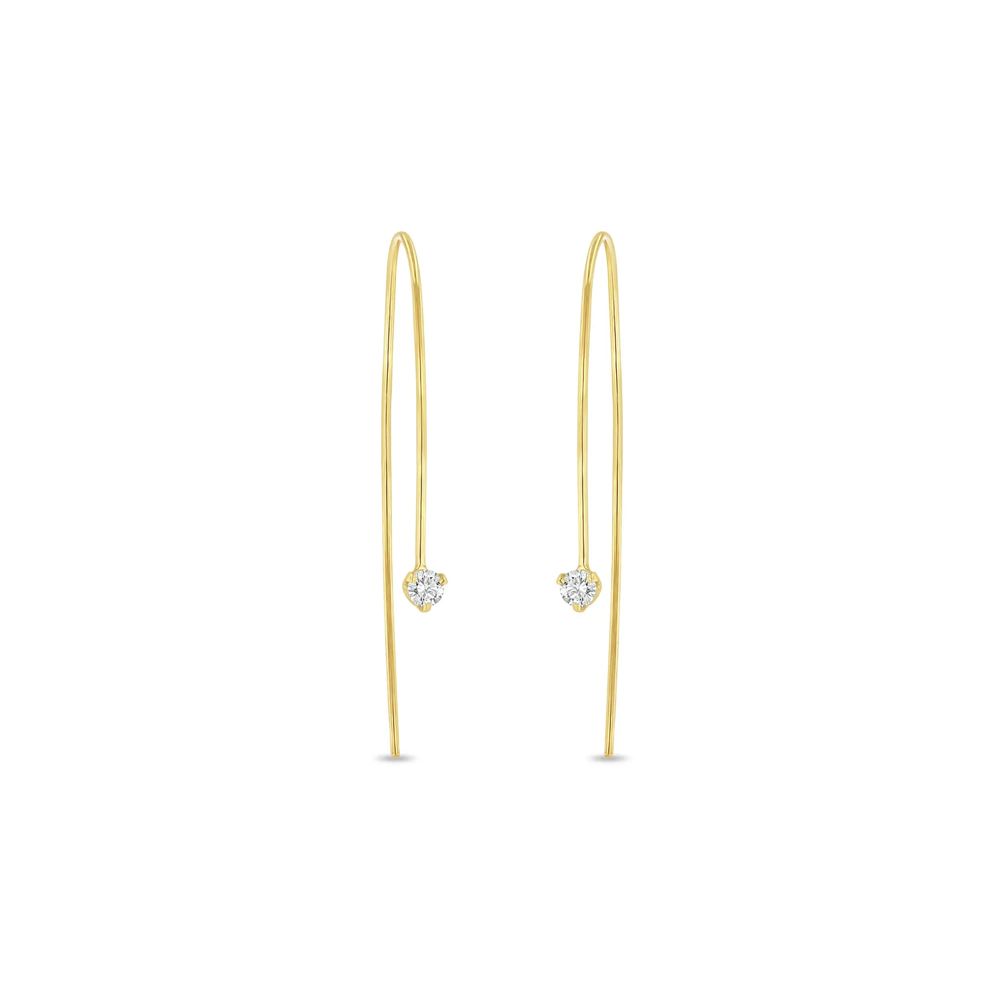 14k Prong Diamond Wire Earrings