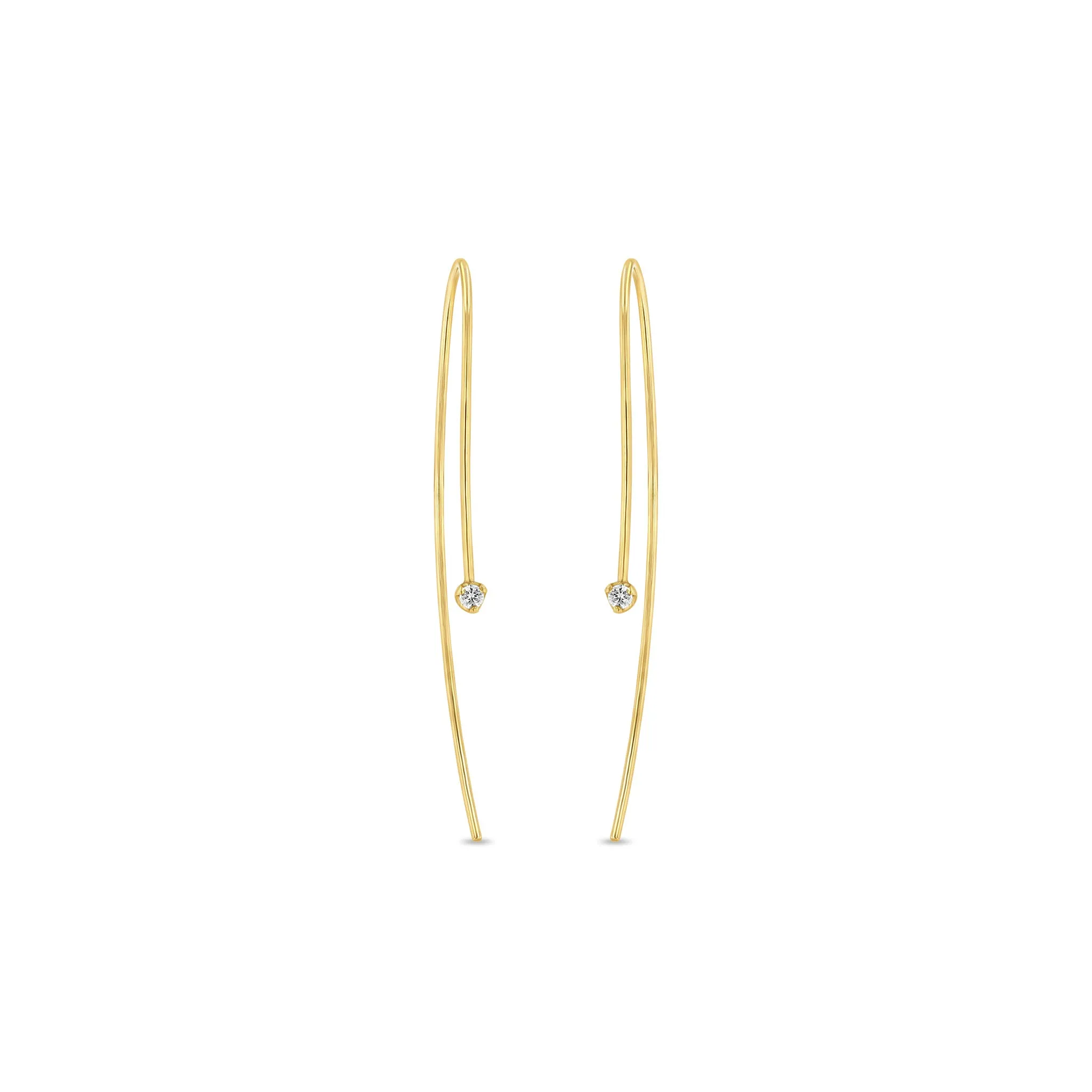 14k Prong Diamond Wire Earrings