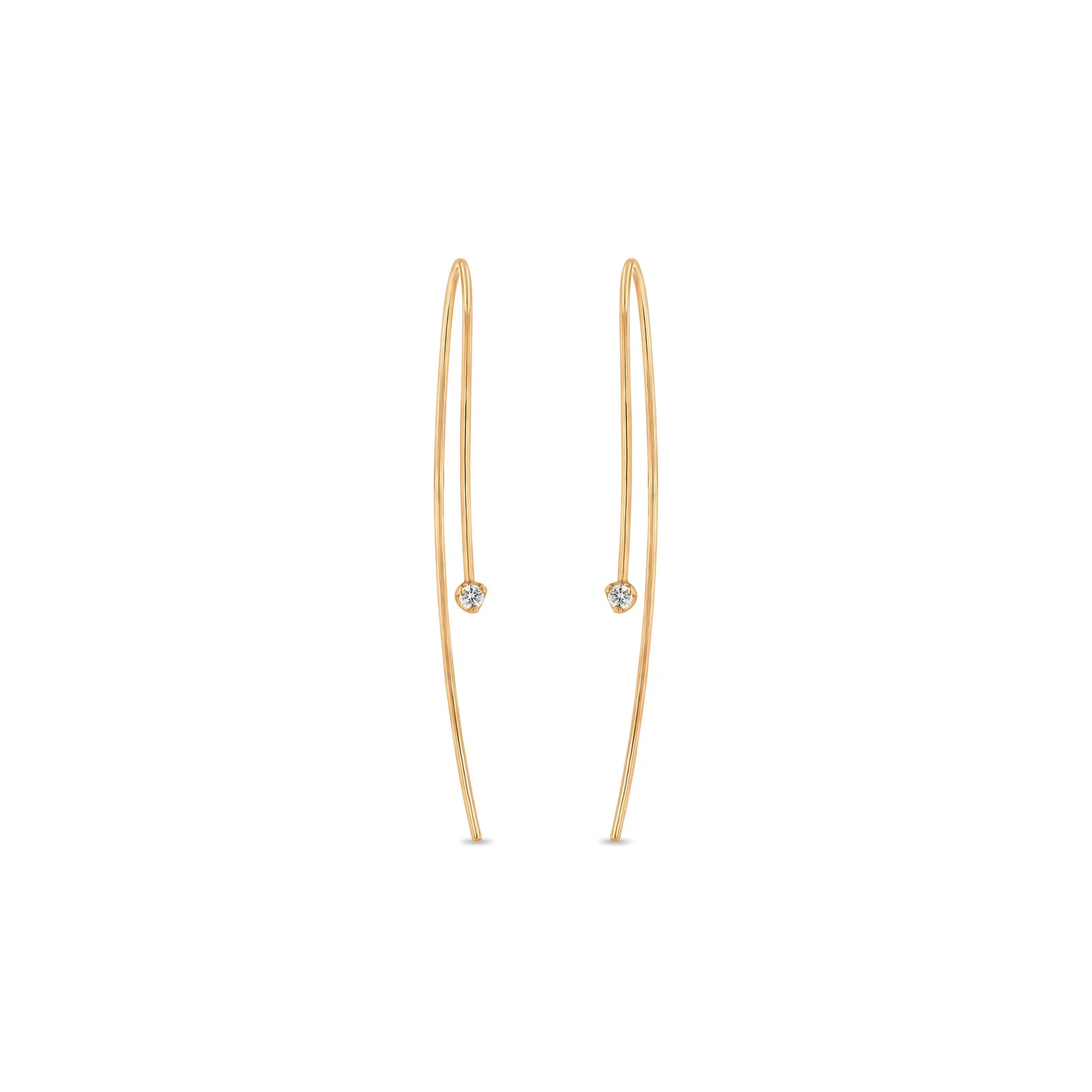 14k Prong Diamond Wire Earrings