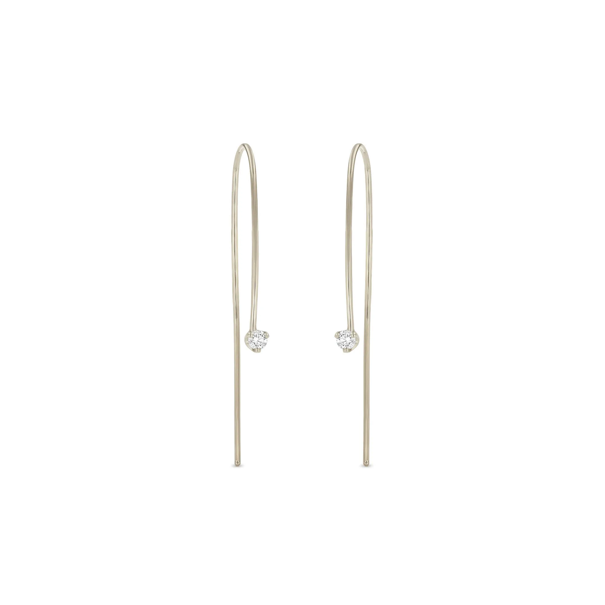 14k Prong Diamond Wire Earrings