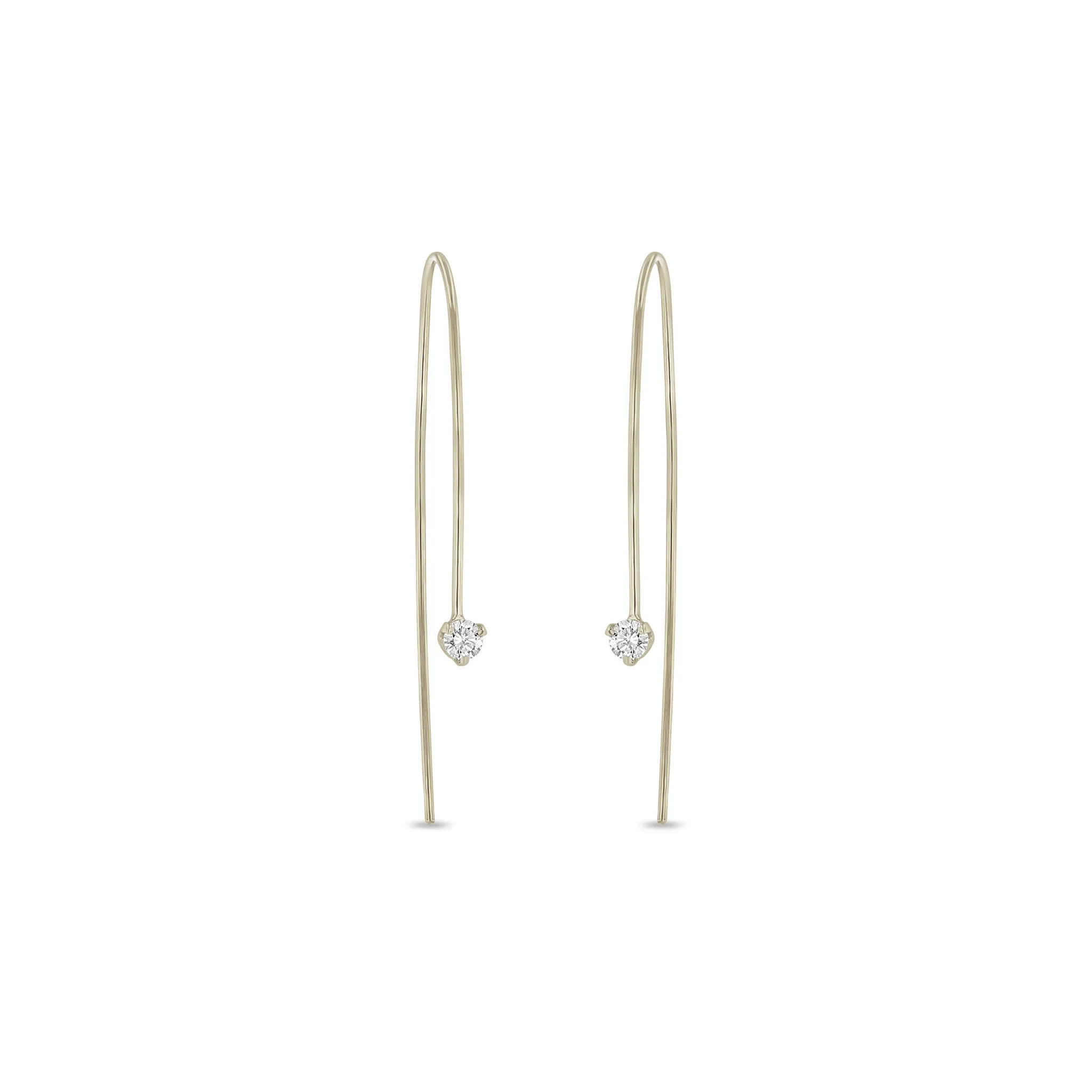 14k Prong Diamond Wire Earrings