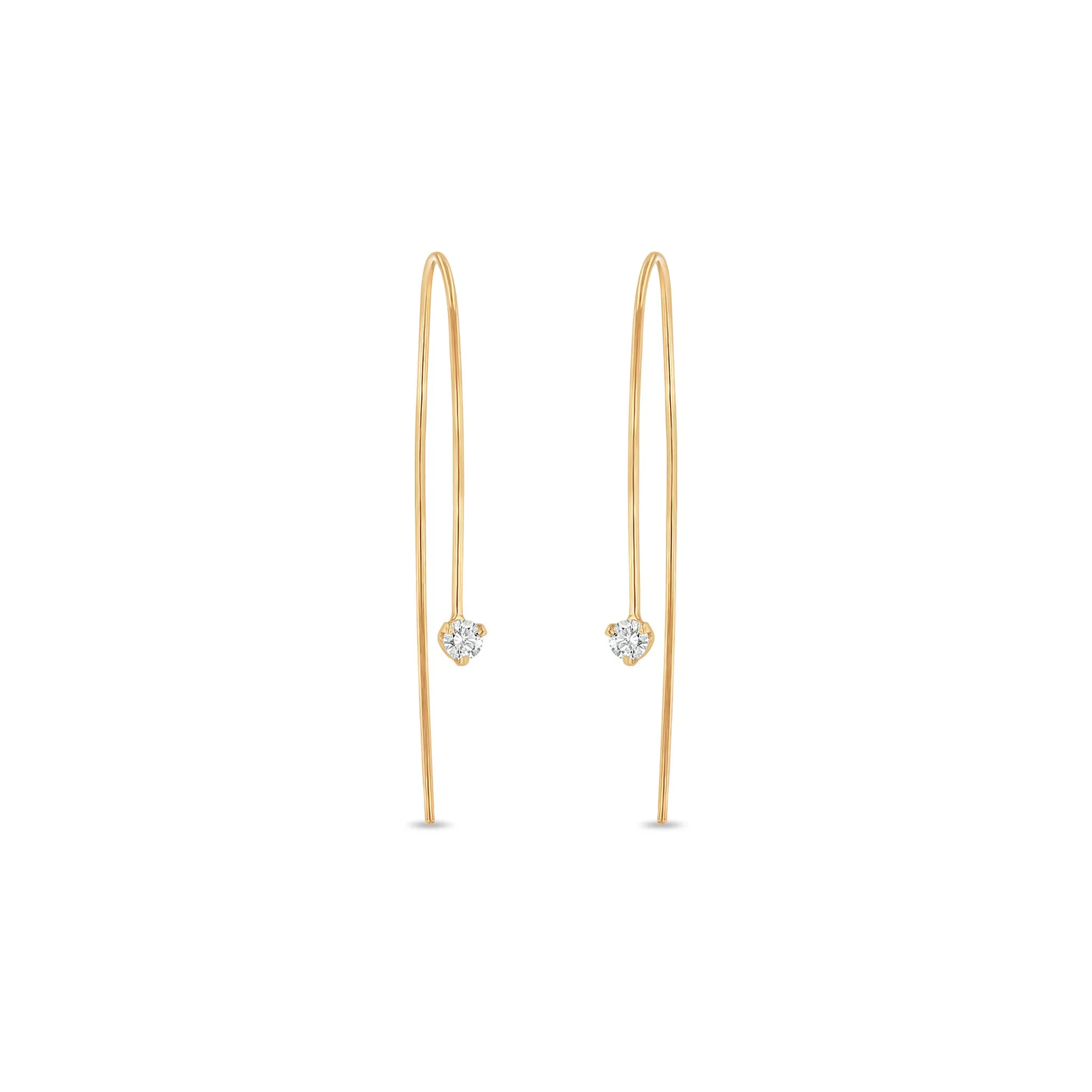 14k Prong Diamond Wire Earrings