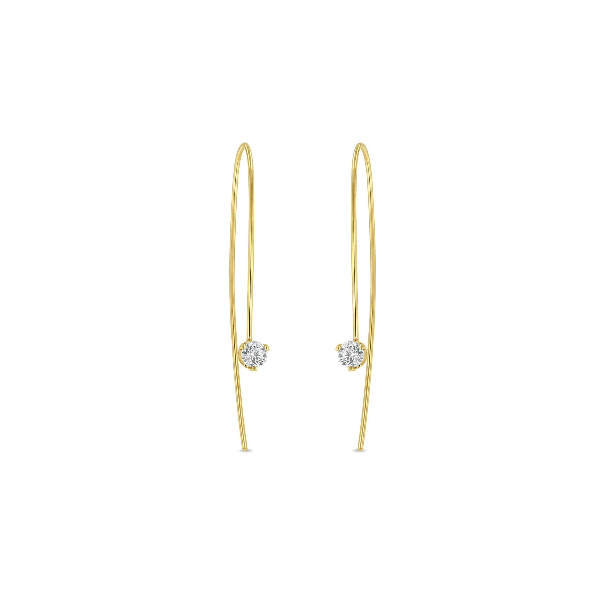 14k Prong Diamond Wire Earrings