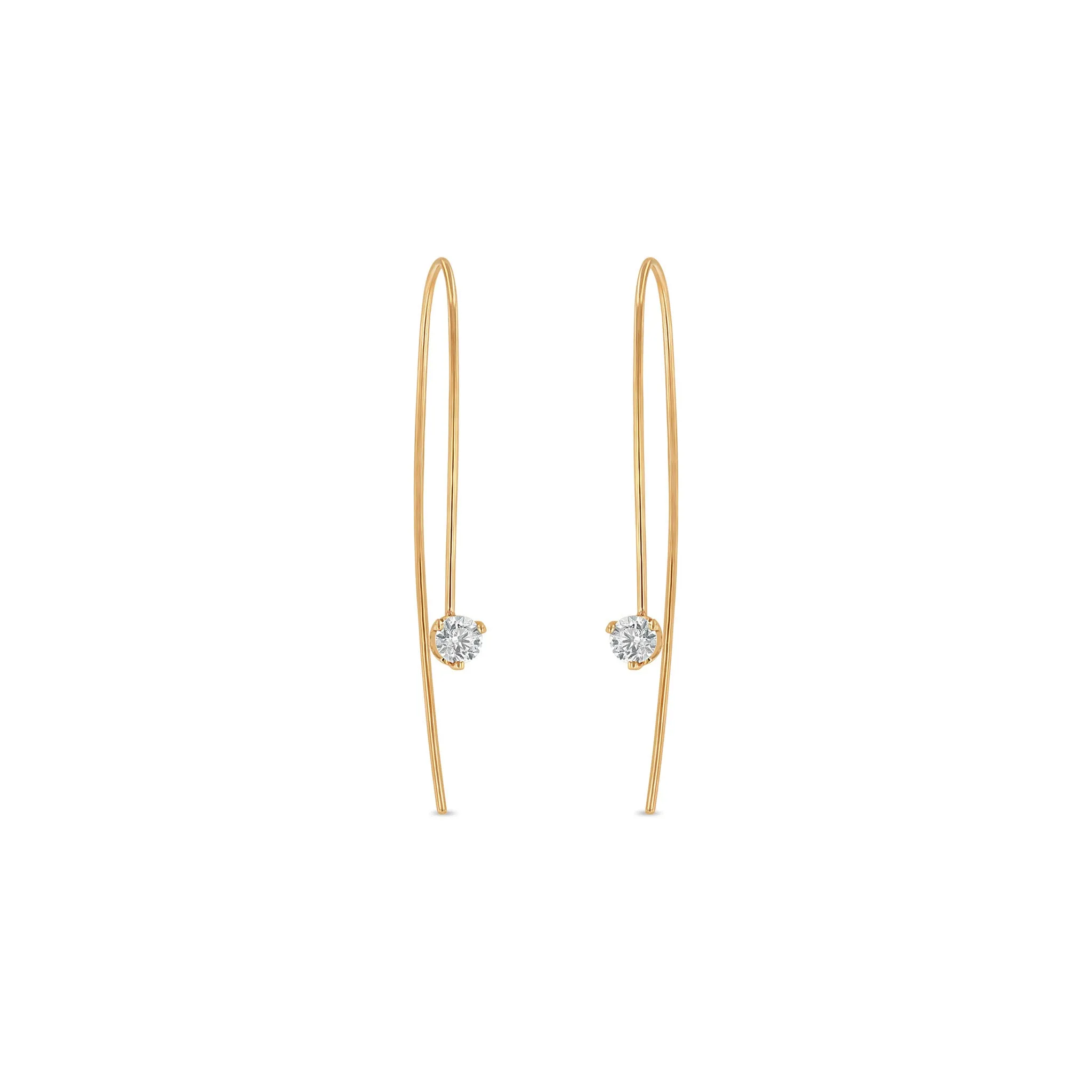 14k Prong Diamond Wire Earrings