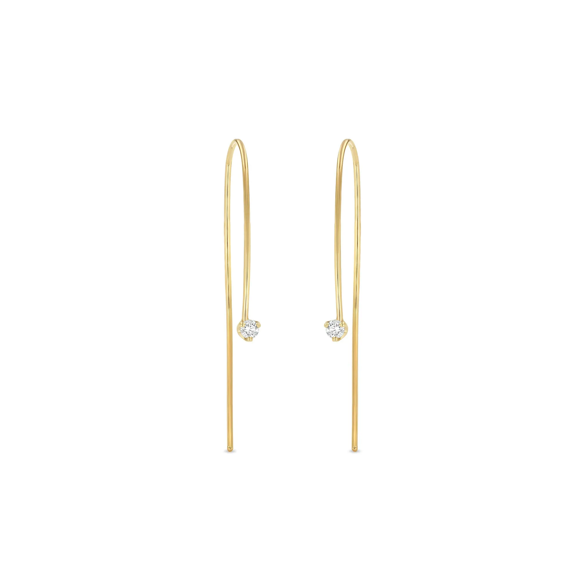 14k Prong Diamond Wire Earrings