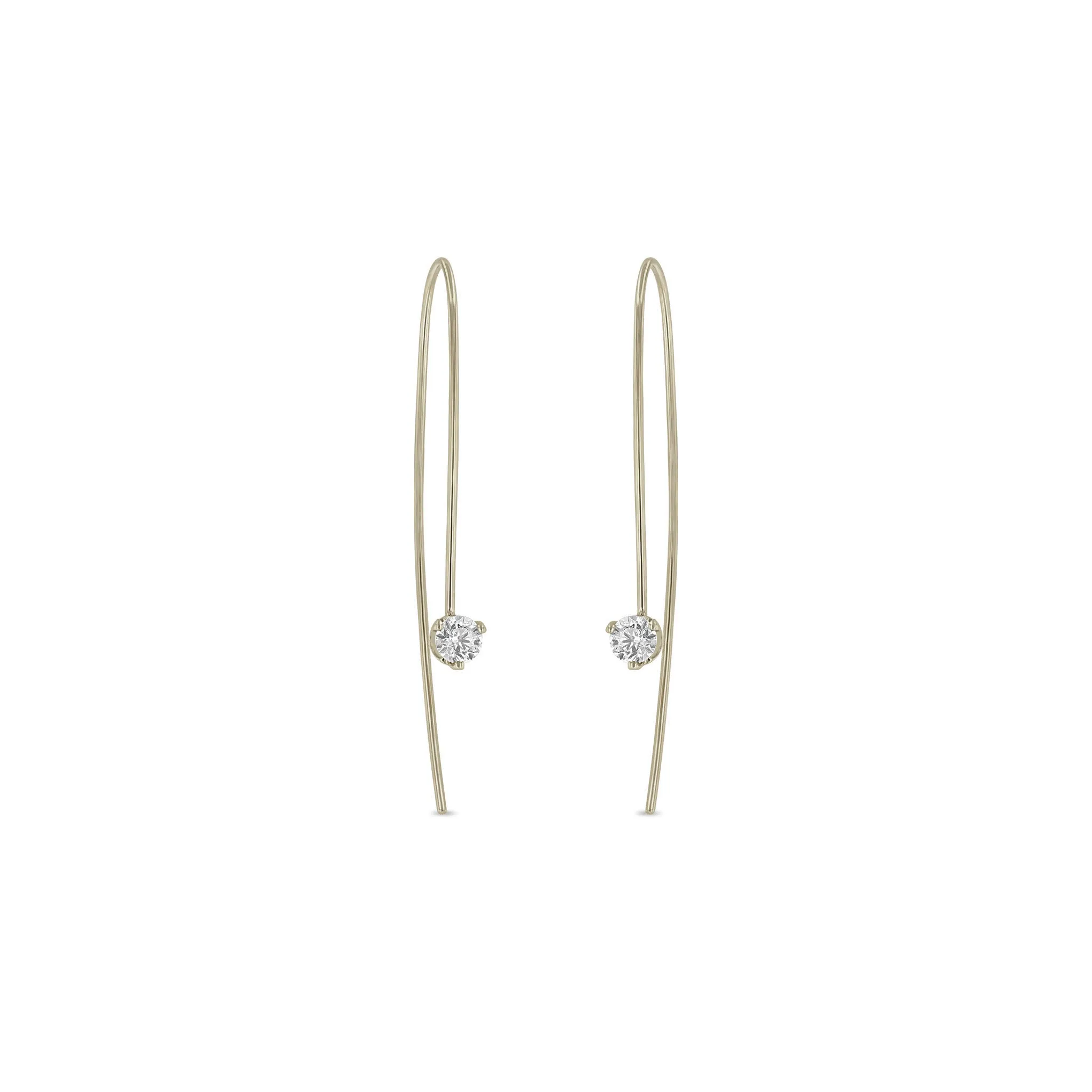 14k Prong Diamond Wire Earrings