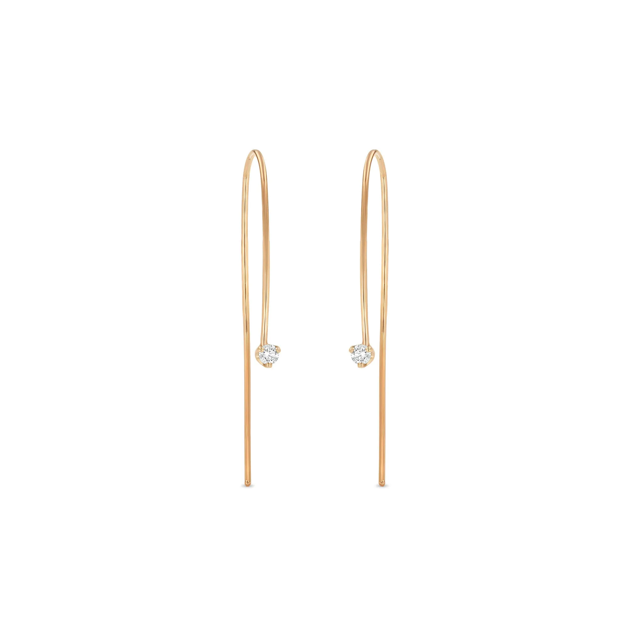 14k Prong Diamond Wire Earrings