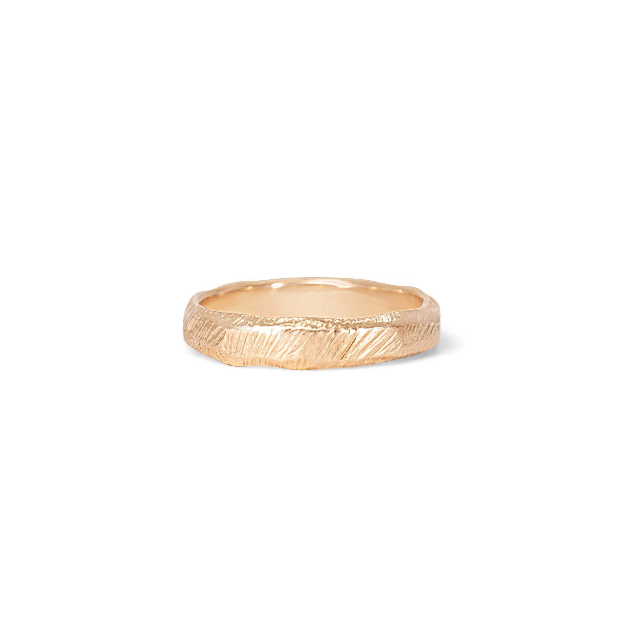 18K Carved Wedding Band 4mm