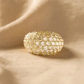 18K Gold 5 Carat Light Yellow Diamond Pave Wide Band