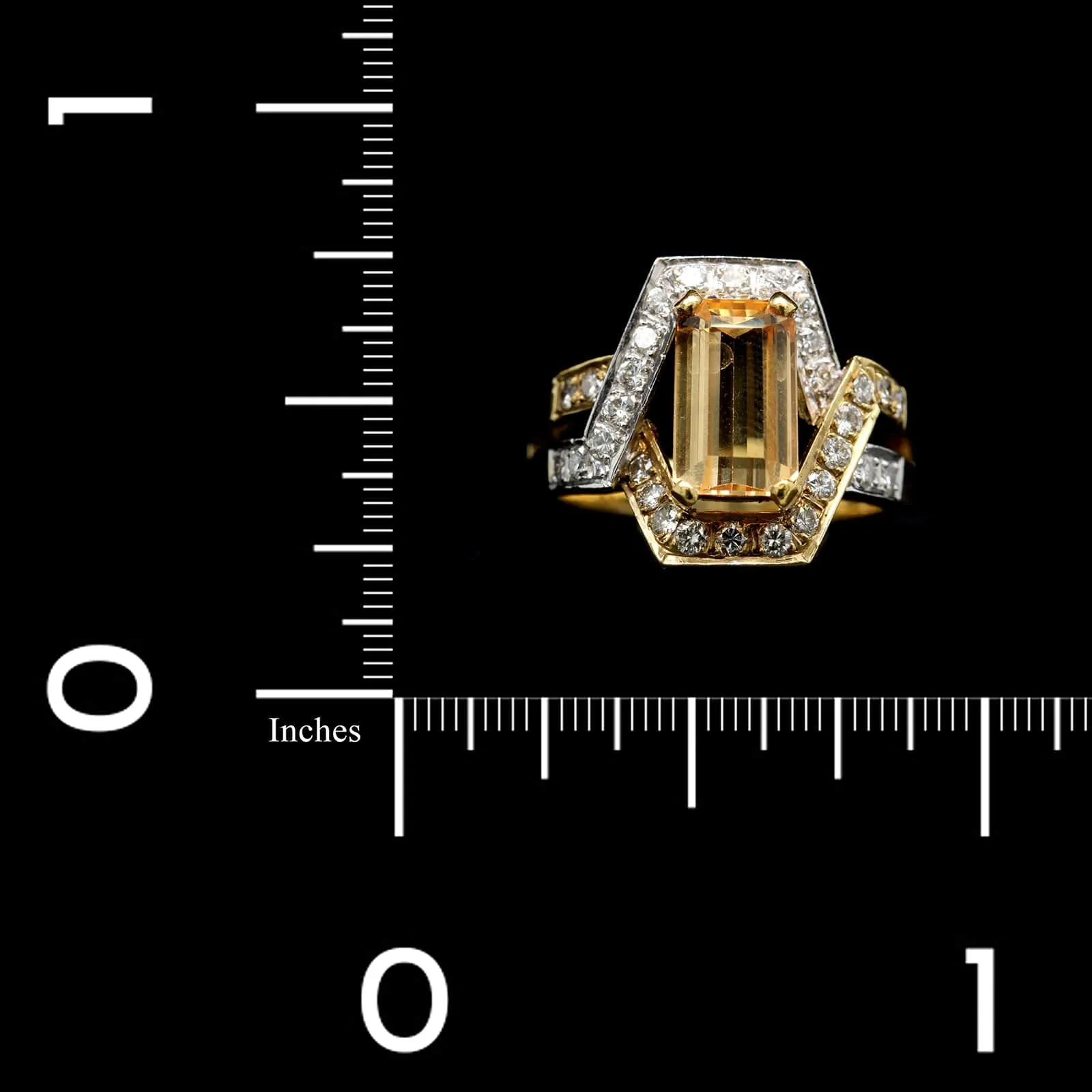 18K Two-toned Gold Estate Topaz and Diamond Ring