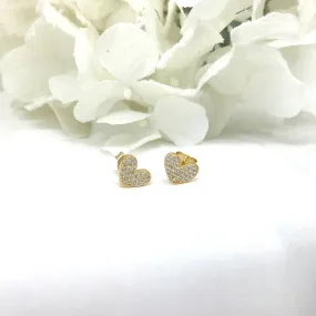 18k/925 Vermeil CZ Heart Studs Earrings