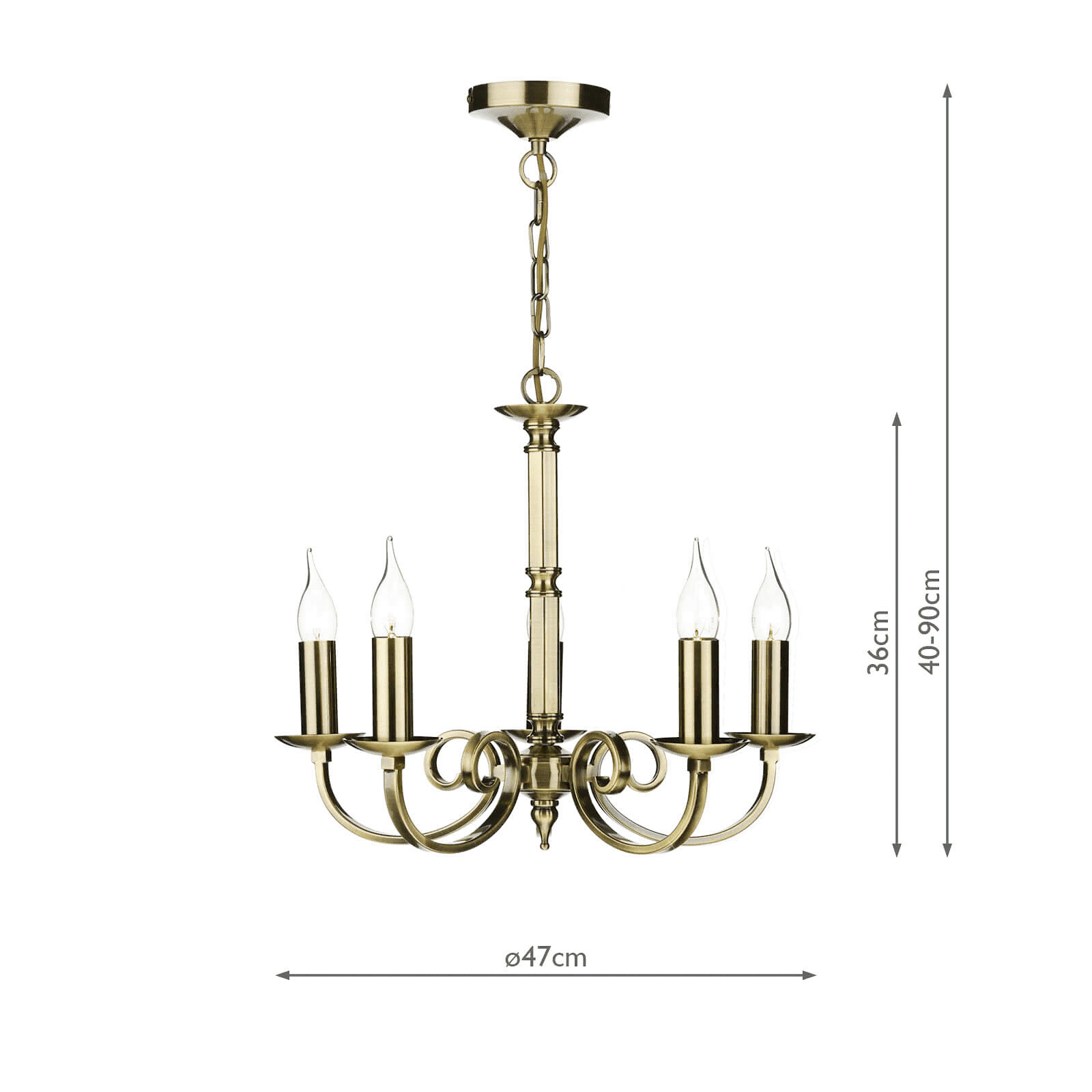 5LT Pendant Ceiling Light - Antique Brass