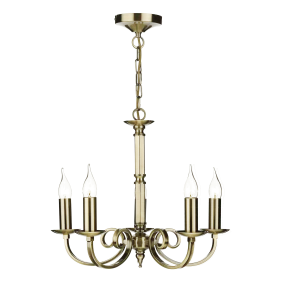 5LT Pendant Ceiling Light - Antique Brass