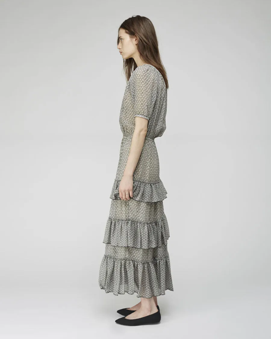 Adela Tiered Chiffon Dress