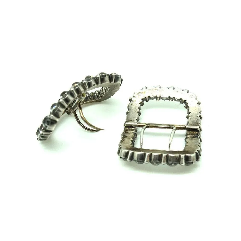 Antique 1900 Victorian Silver Paste Buckles