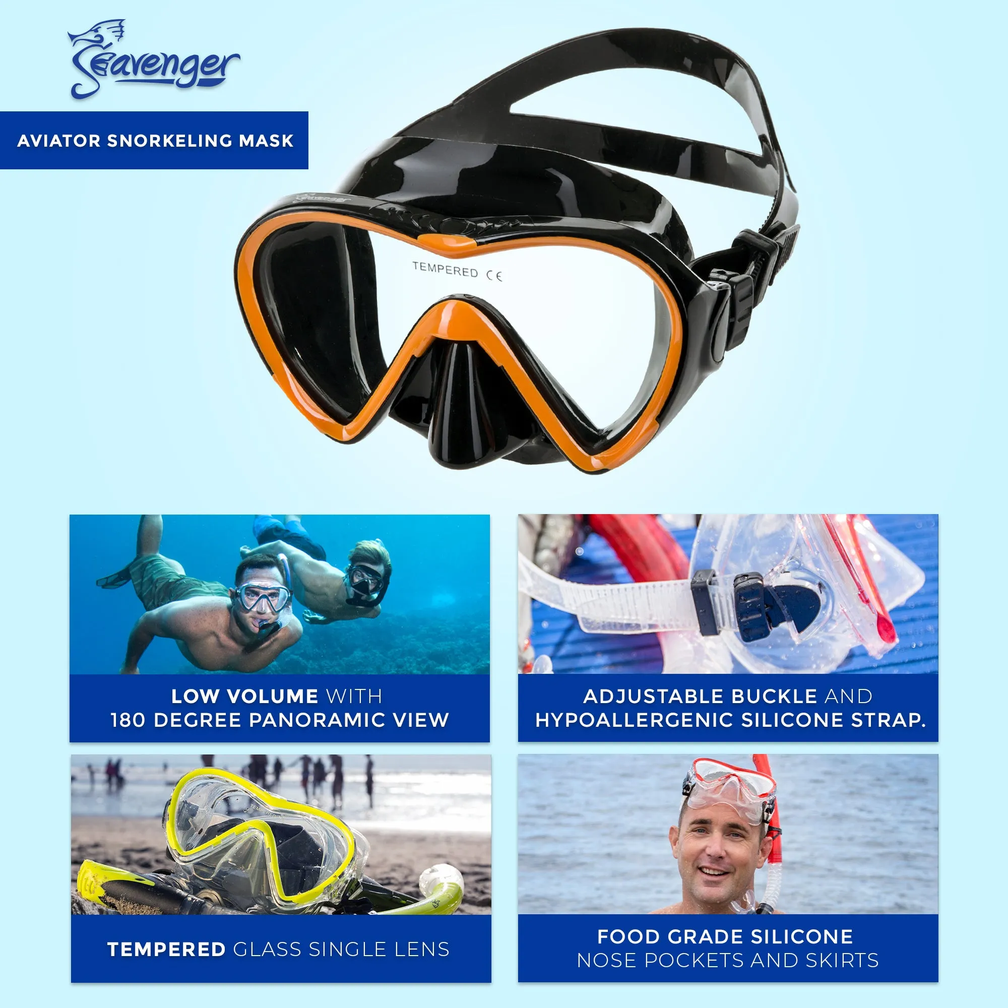 Aviator Snorkel Set - Clear Blue