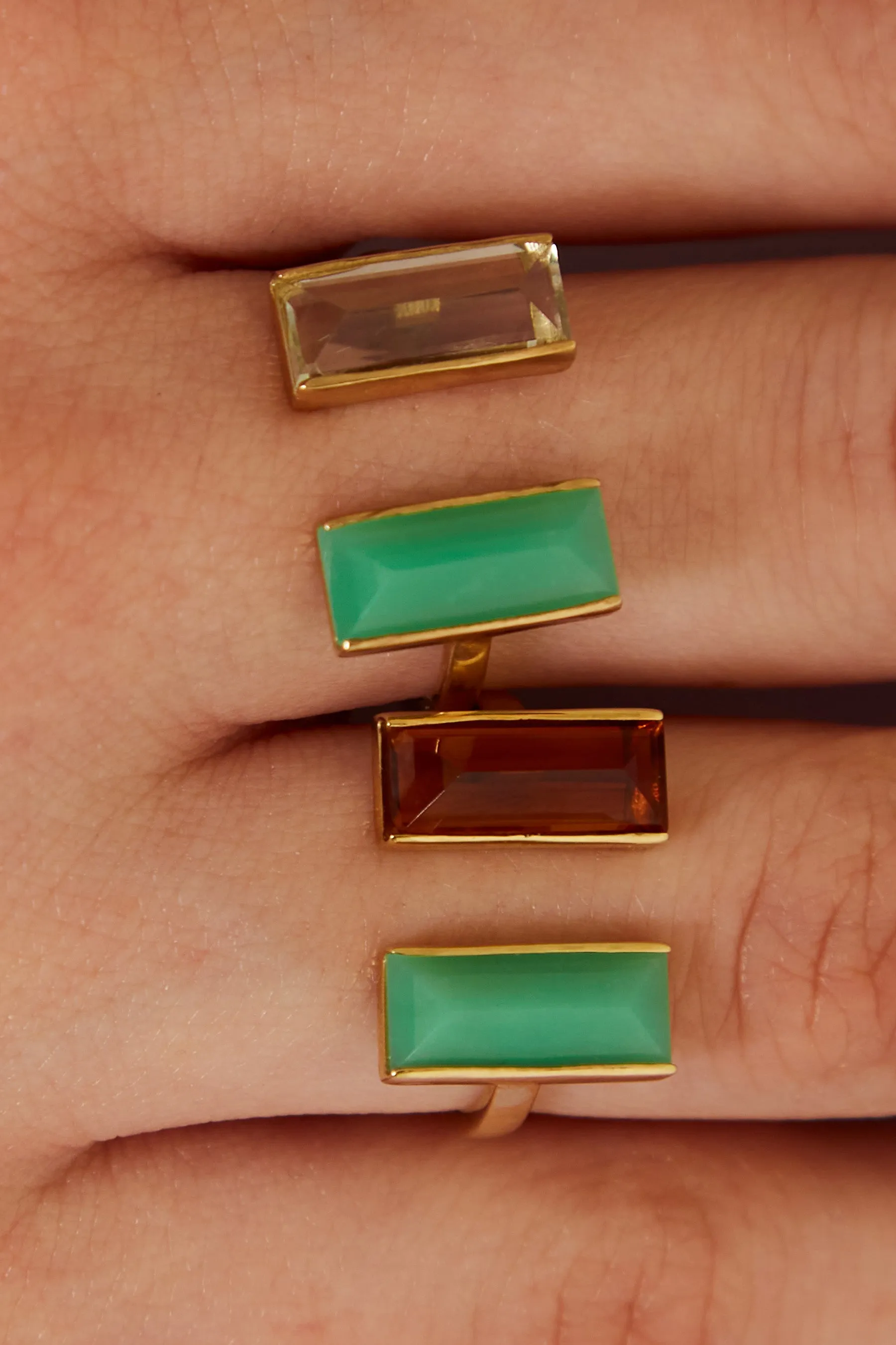 BI MAXI BAGUETTE CHRYSOPRASE   MADEIRA RING