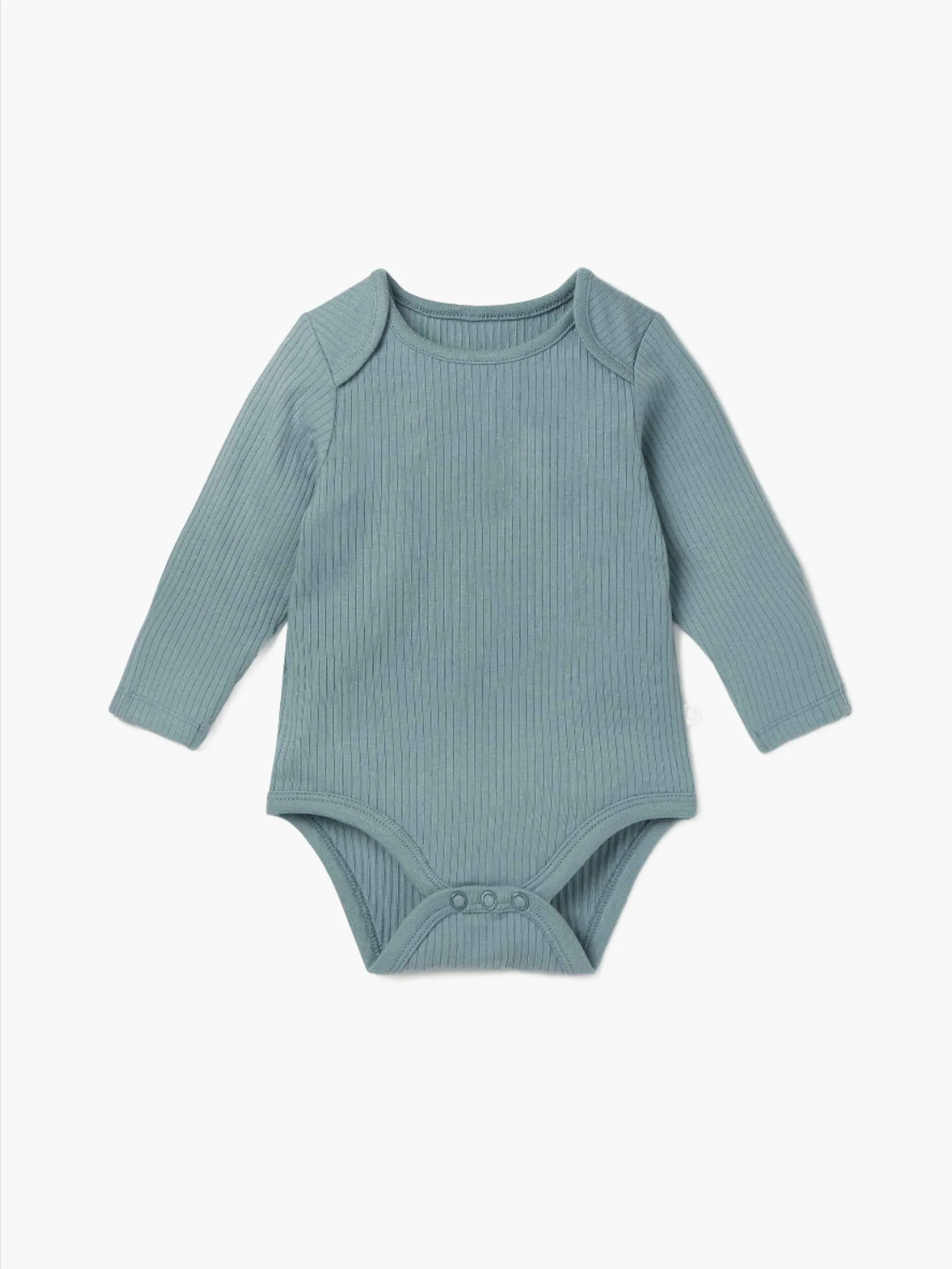 Blue Ribbed Long Sleeve Bodysuit