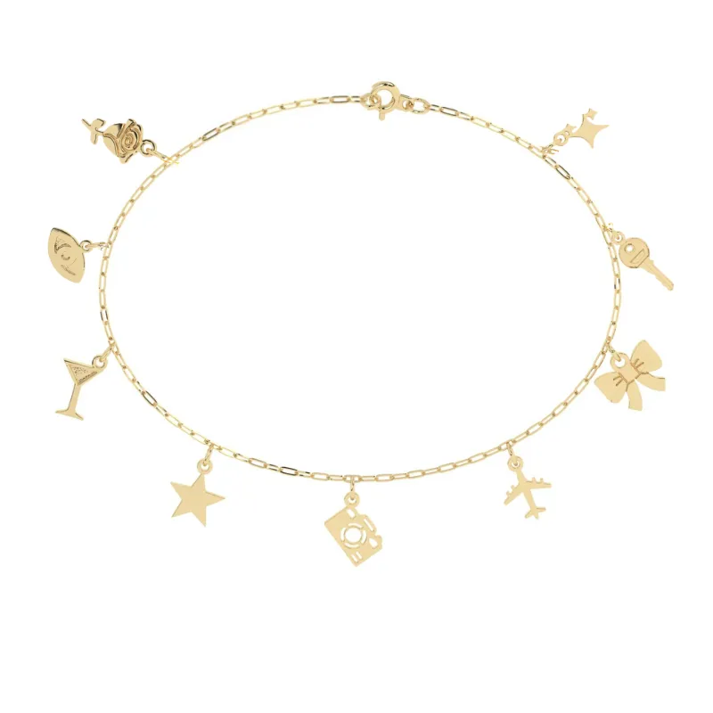 Build Your Own Six Charm Bracelet | 10k Yellow Gold