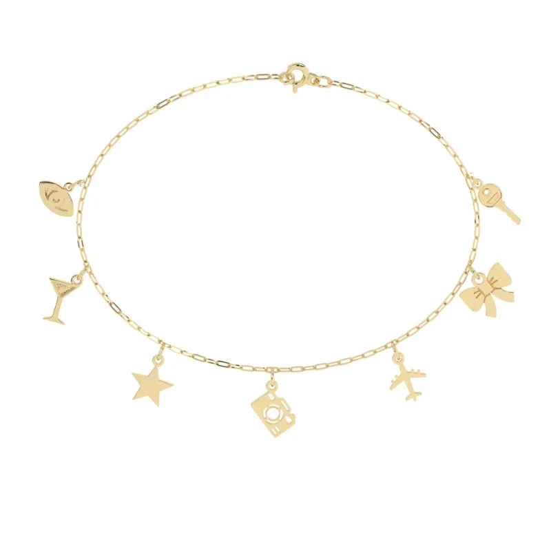 Build Your Own Six Charm Bracelet | 10k Yellow Gold