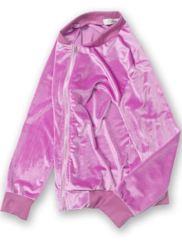 Candy Color Velvet Bomber Jacket