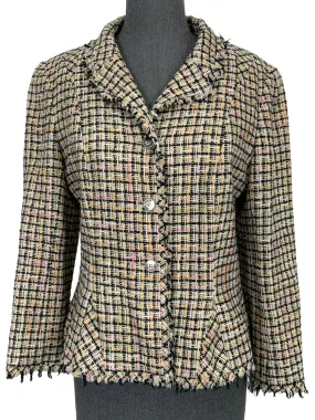 Chanel 03P Frayed Trim Tweed Jacket Size L