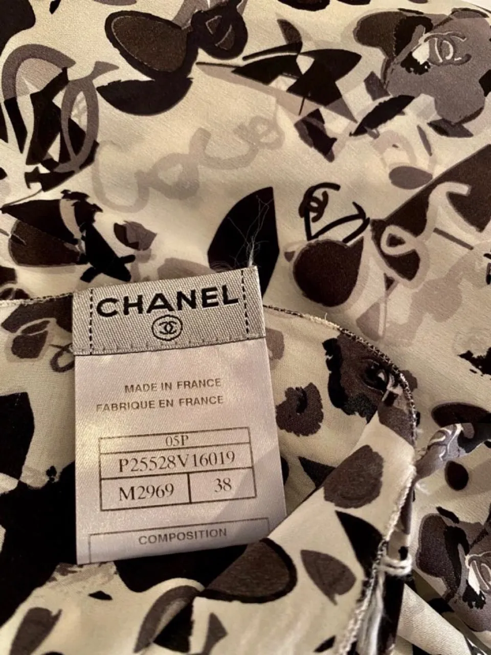 Chanel 05P, 2005 Spring CC Logo Camellia Silk Spaghetti Strap Dress FR 38 US 4/6