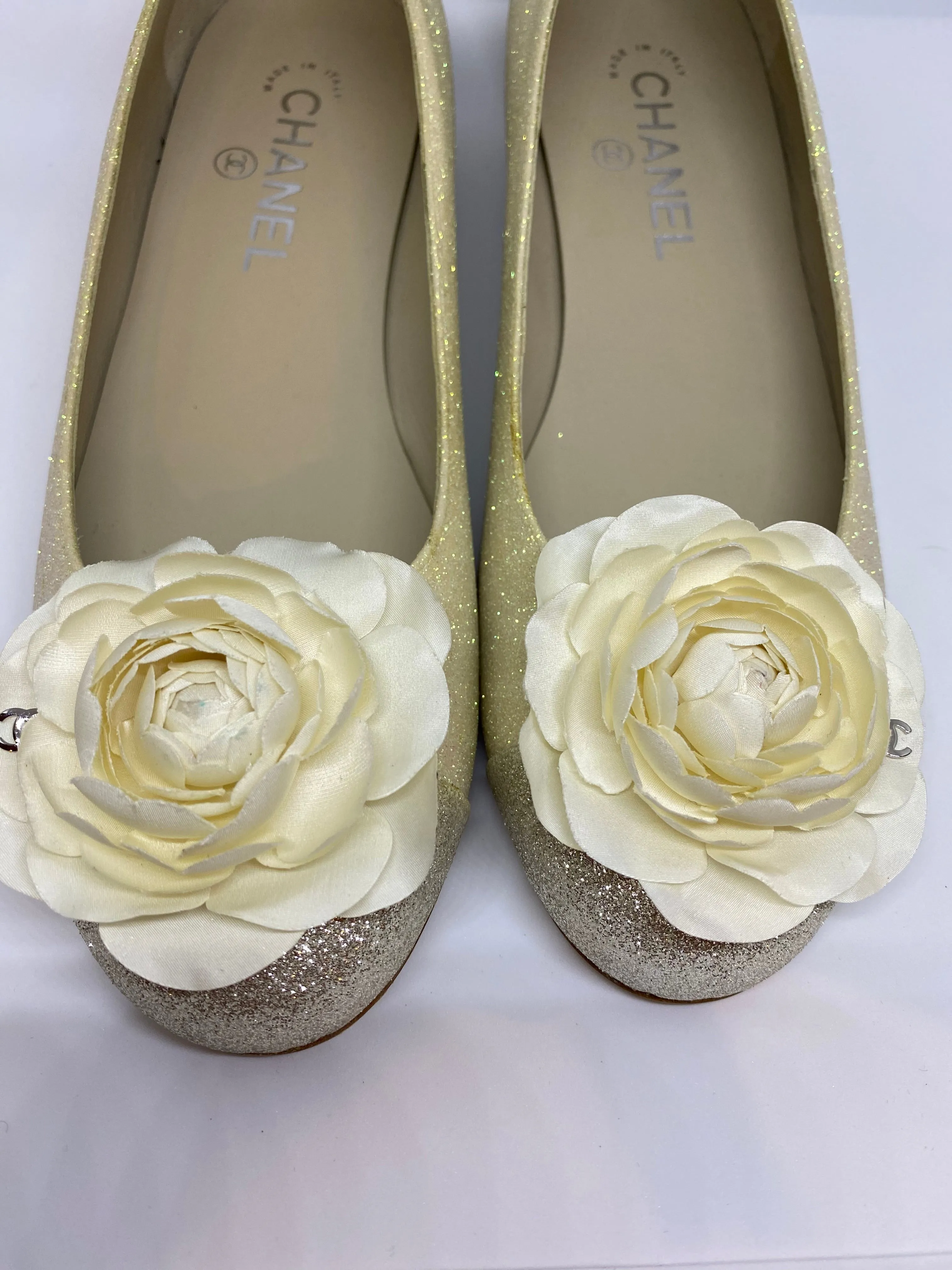 Chanel camellia ballet ballerina flats EU 38 1/2 C