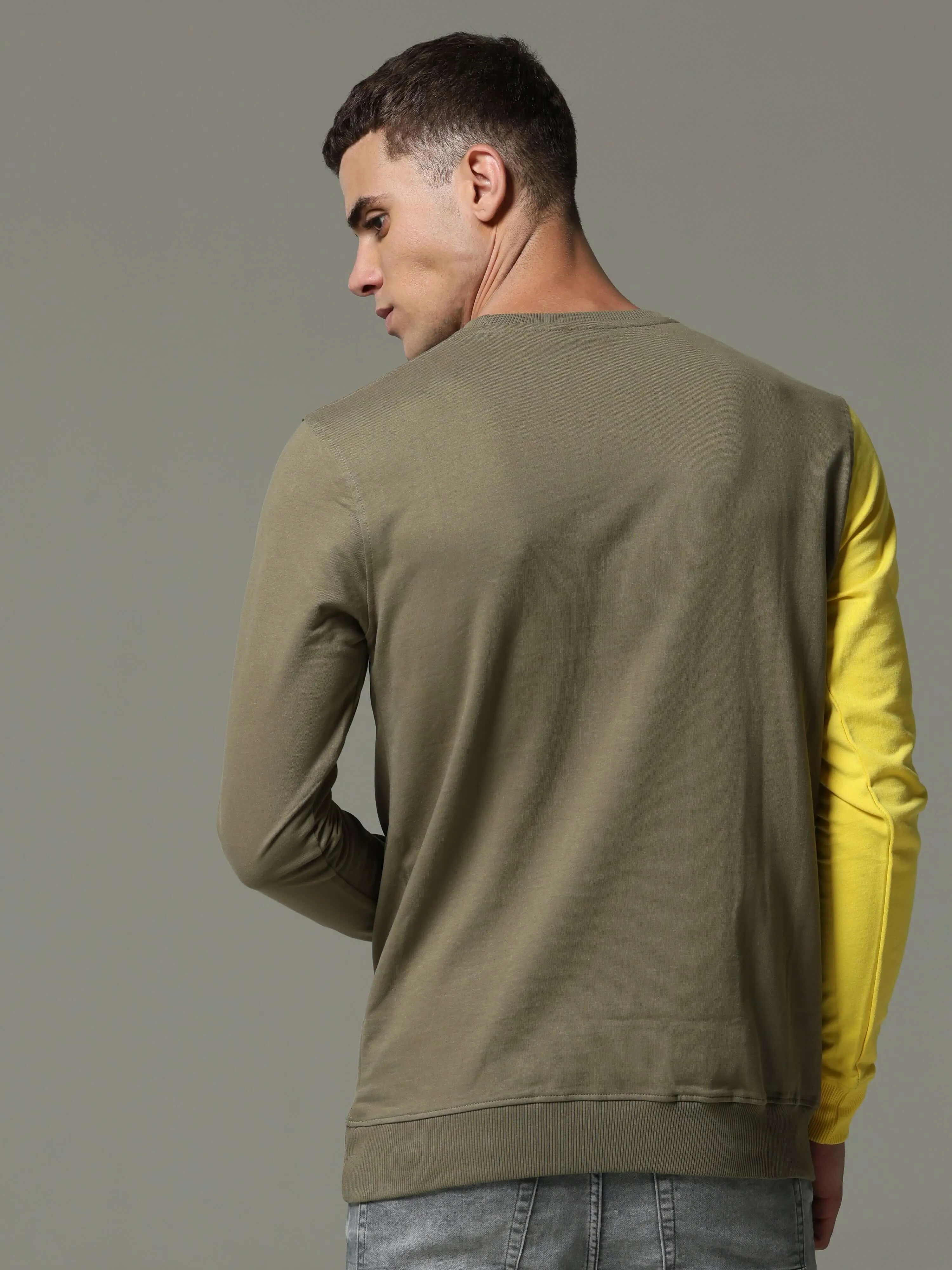 Charg Colorblock Green Sweat Shirt