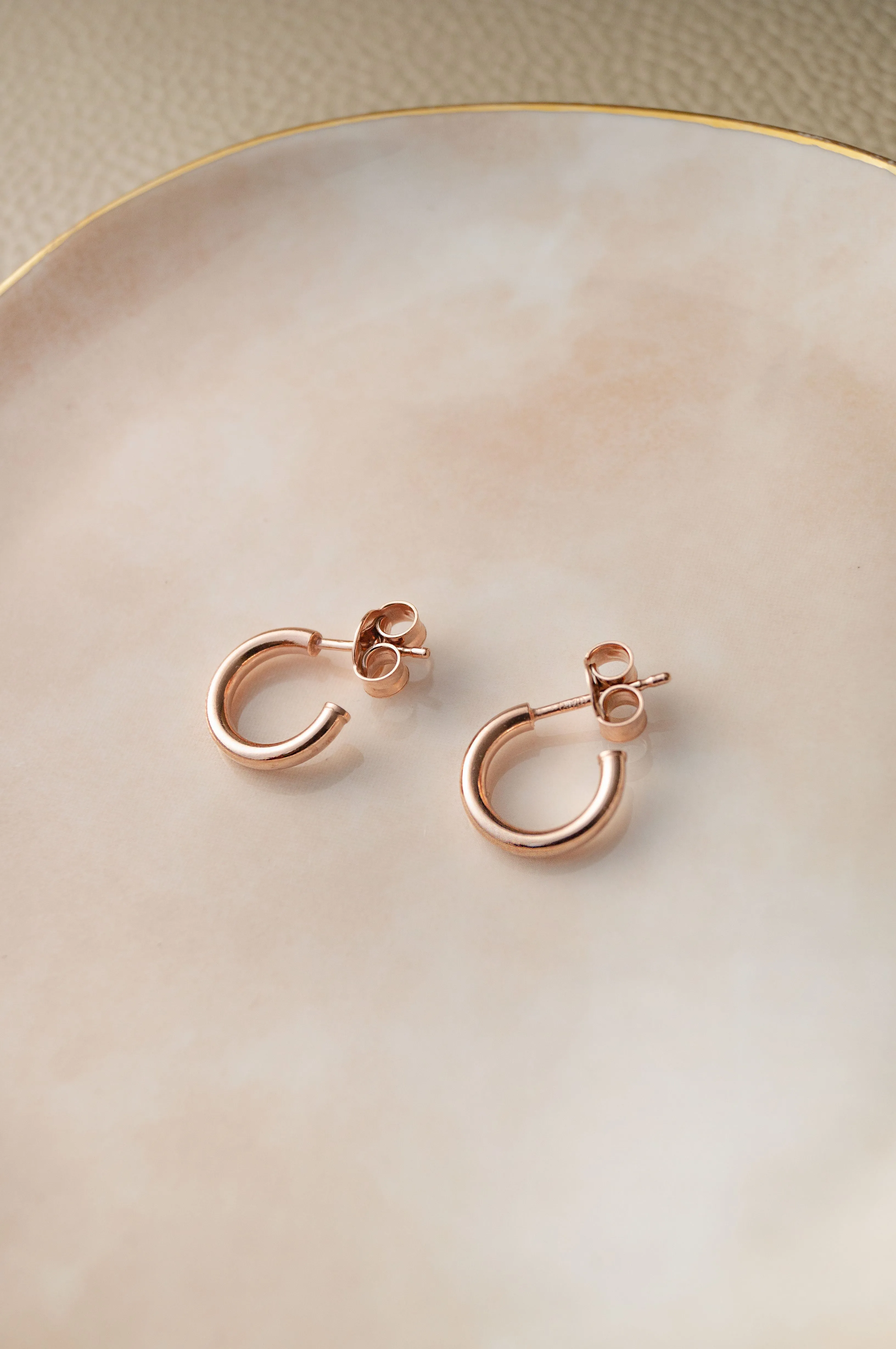 Classic Curve Rose Gold Plated Sterling Silver French Hoop Earrings