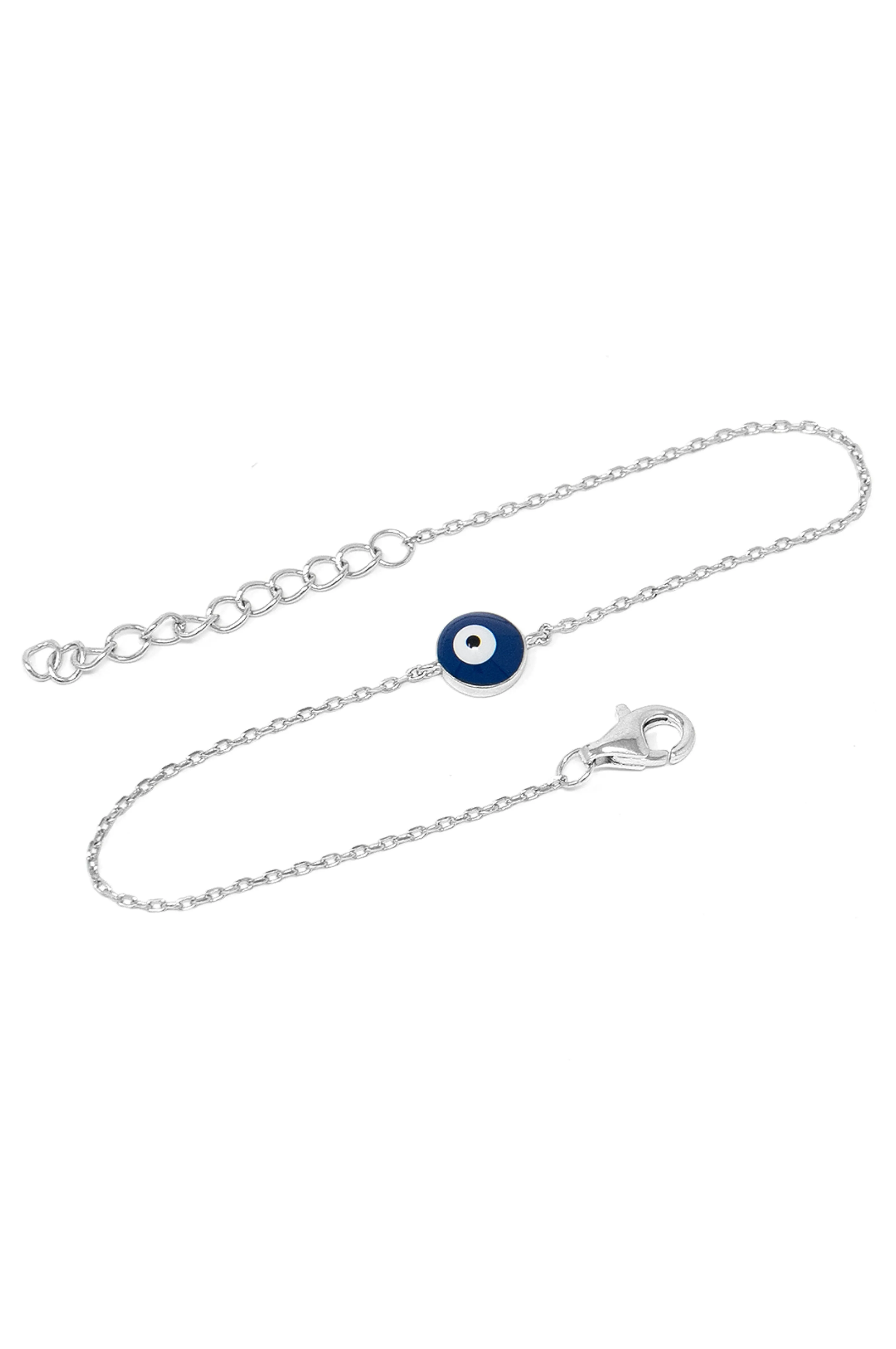 Classic Evil Eye Rose Gold Plated Sterling Silver Chain Bracelet