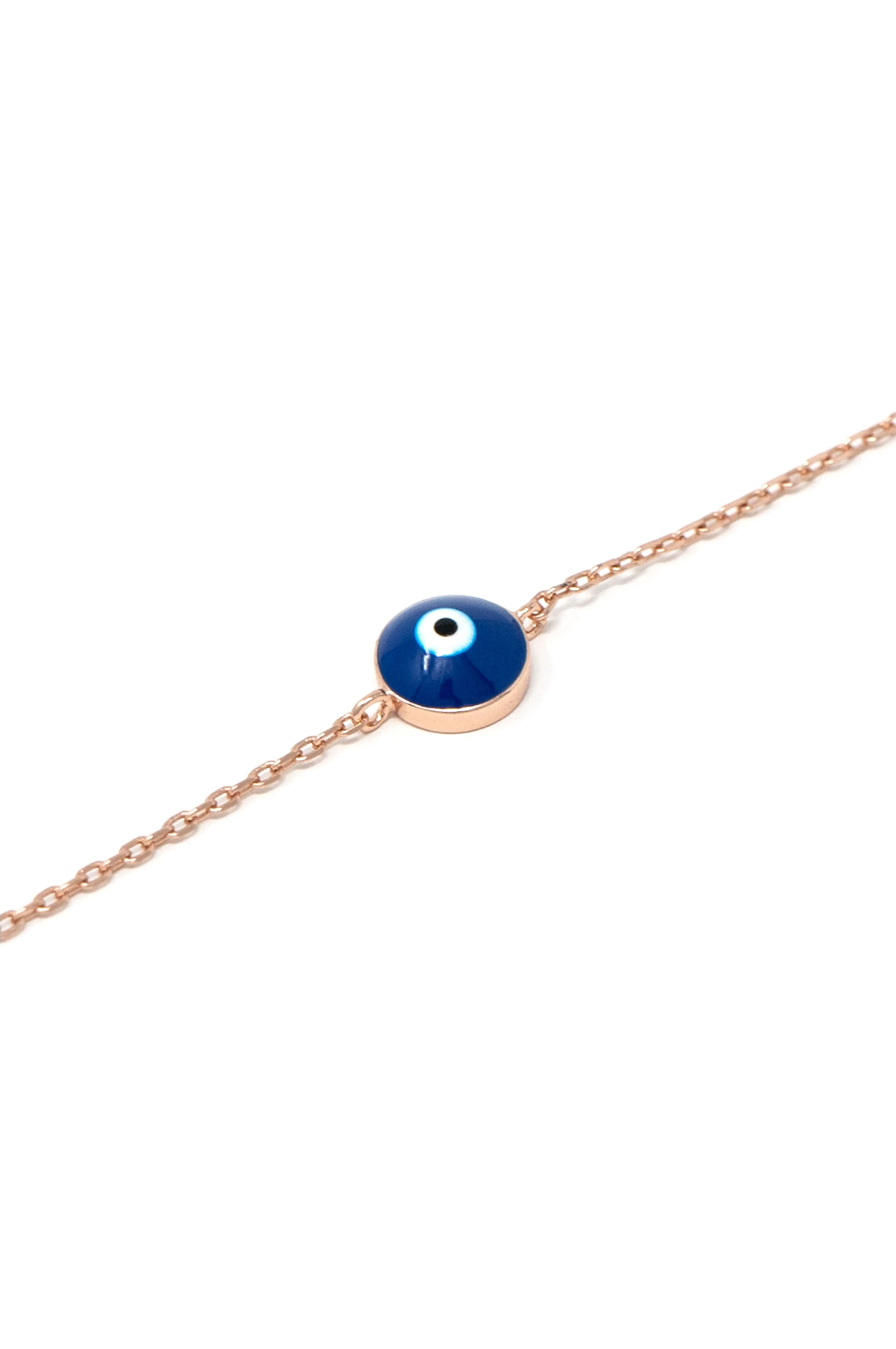 Classic Evil Eye Rose Gold Plated Sterling Silver Chain Bracelet