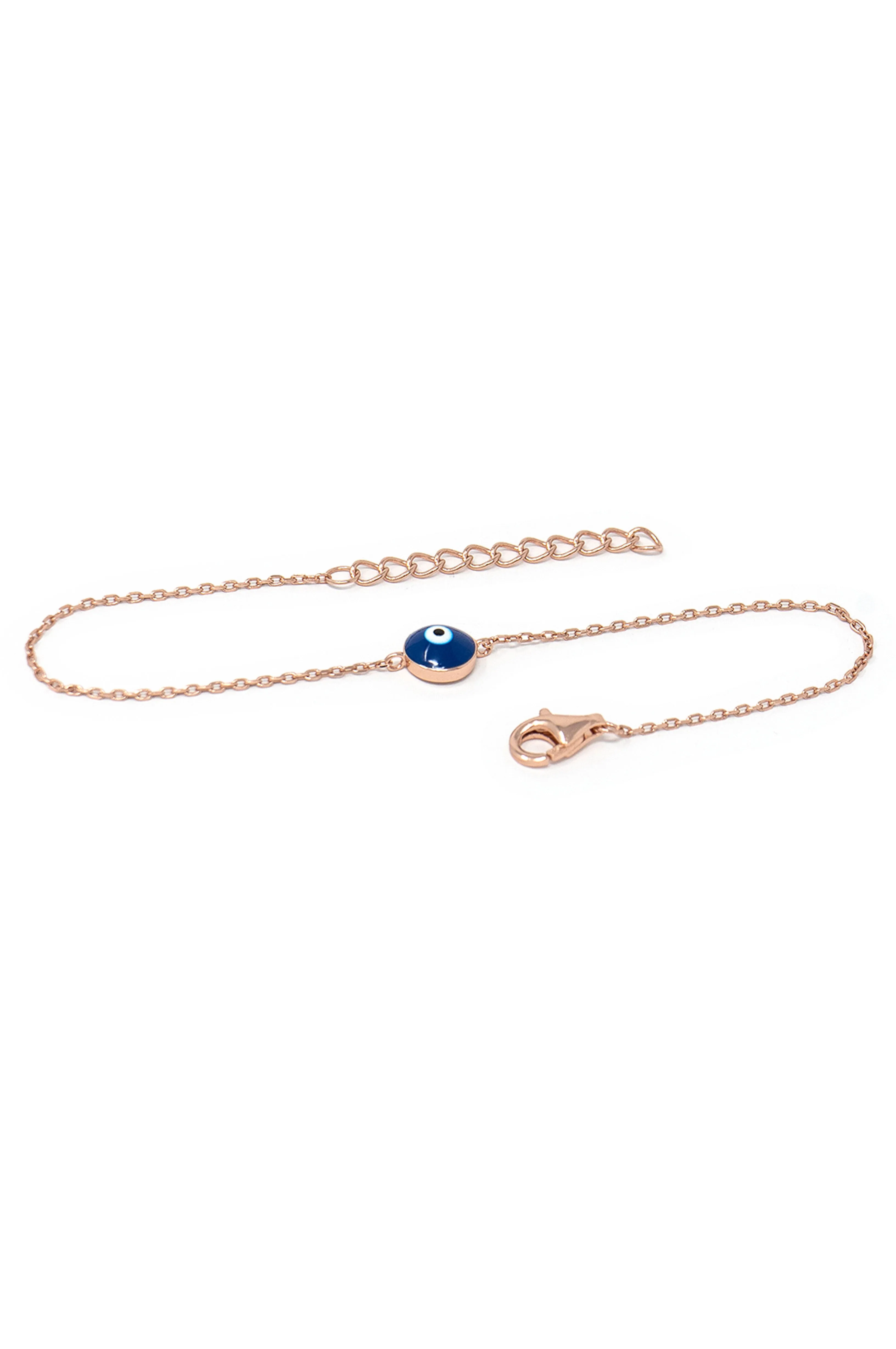 Classic Evil Eye Rose Gold Plated Sterling Silver Chain Bracelet