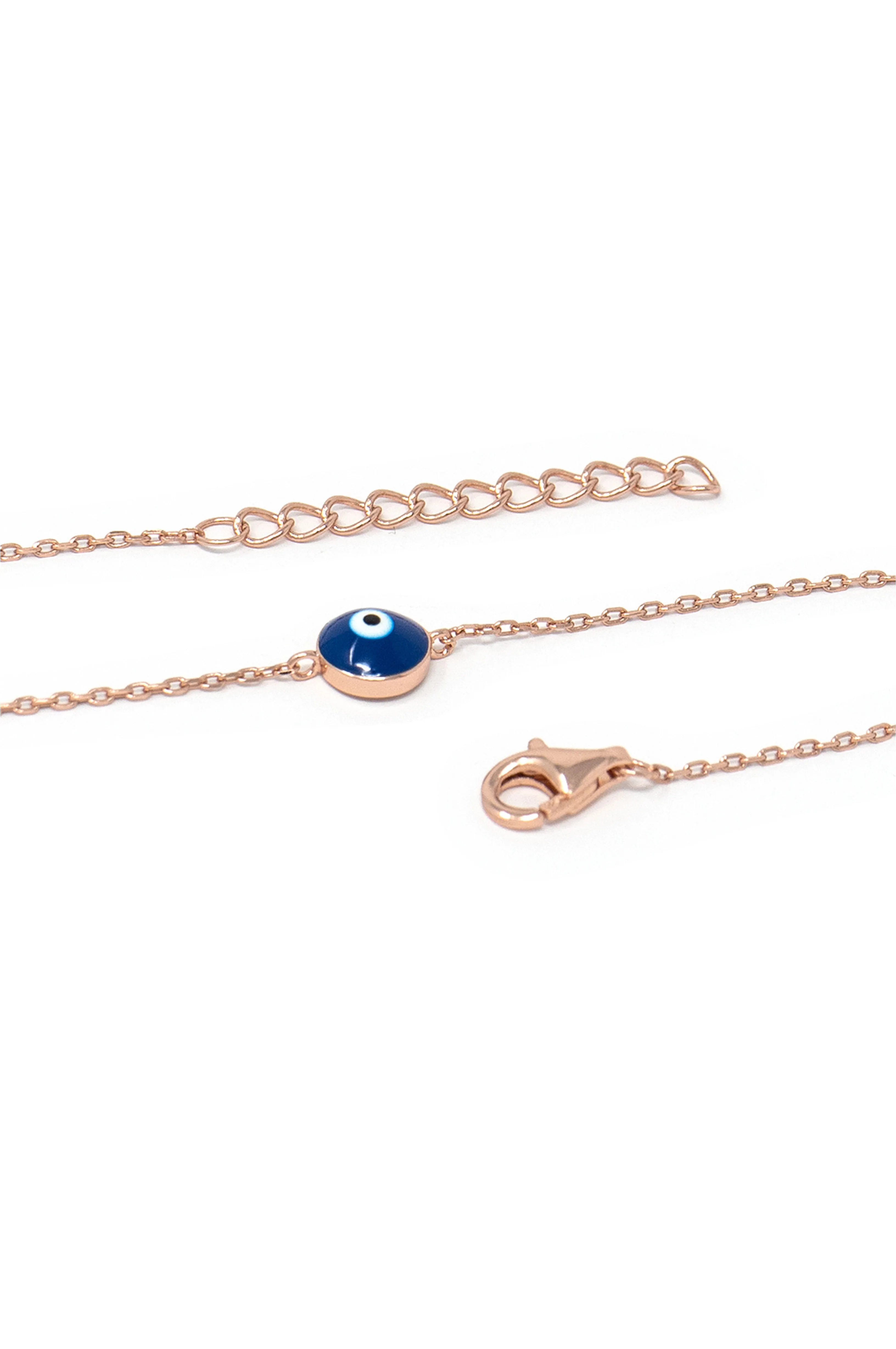 Classic Evil Eye Rose Gold Plated Sterling Silver Chain Bracelet