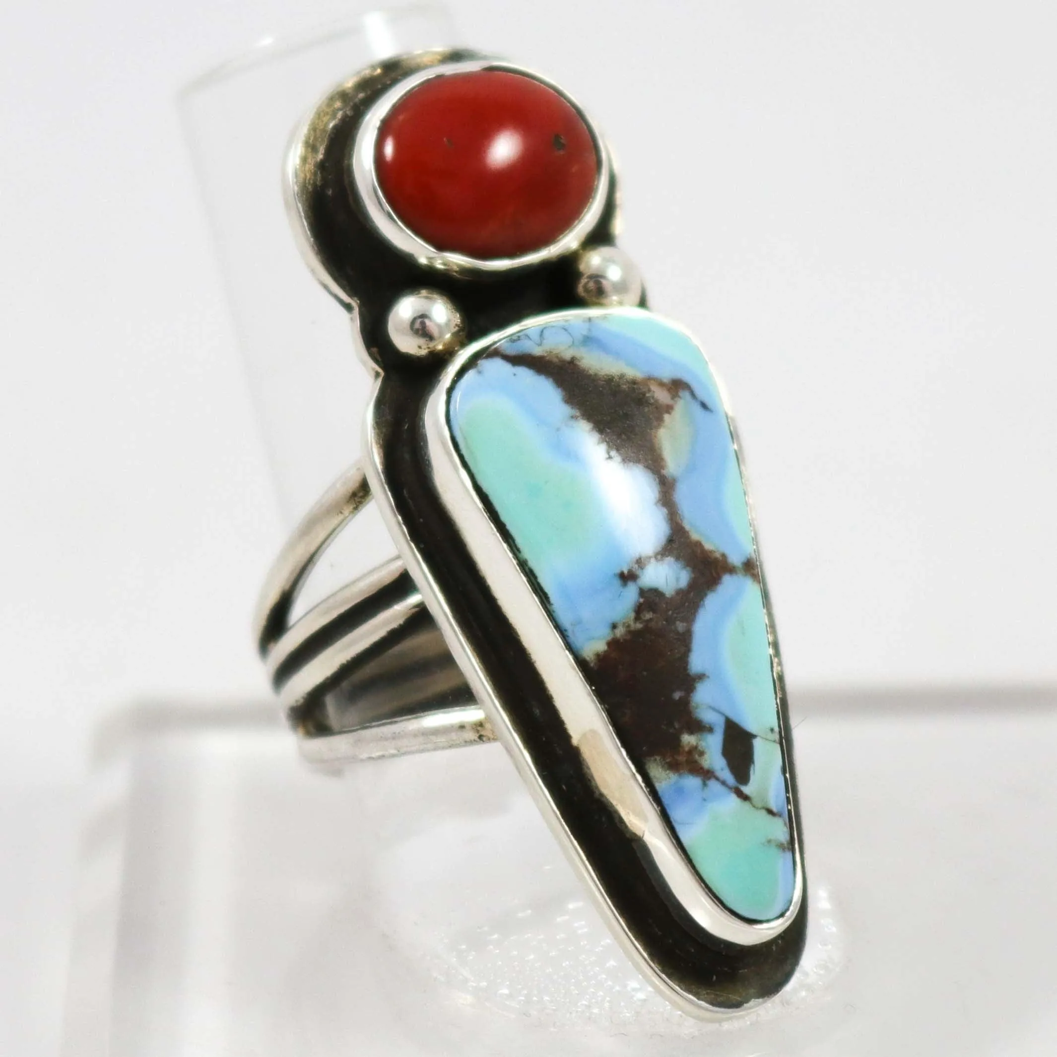 Coral and Turquoise Ring