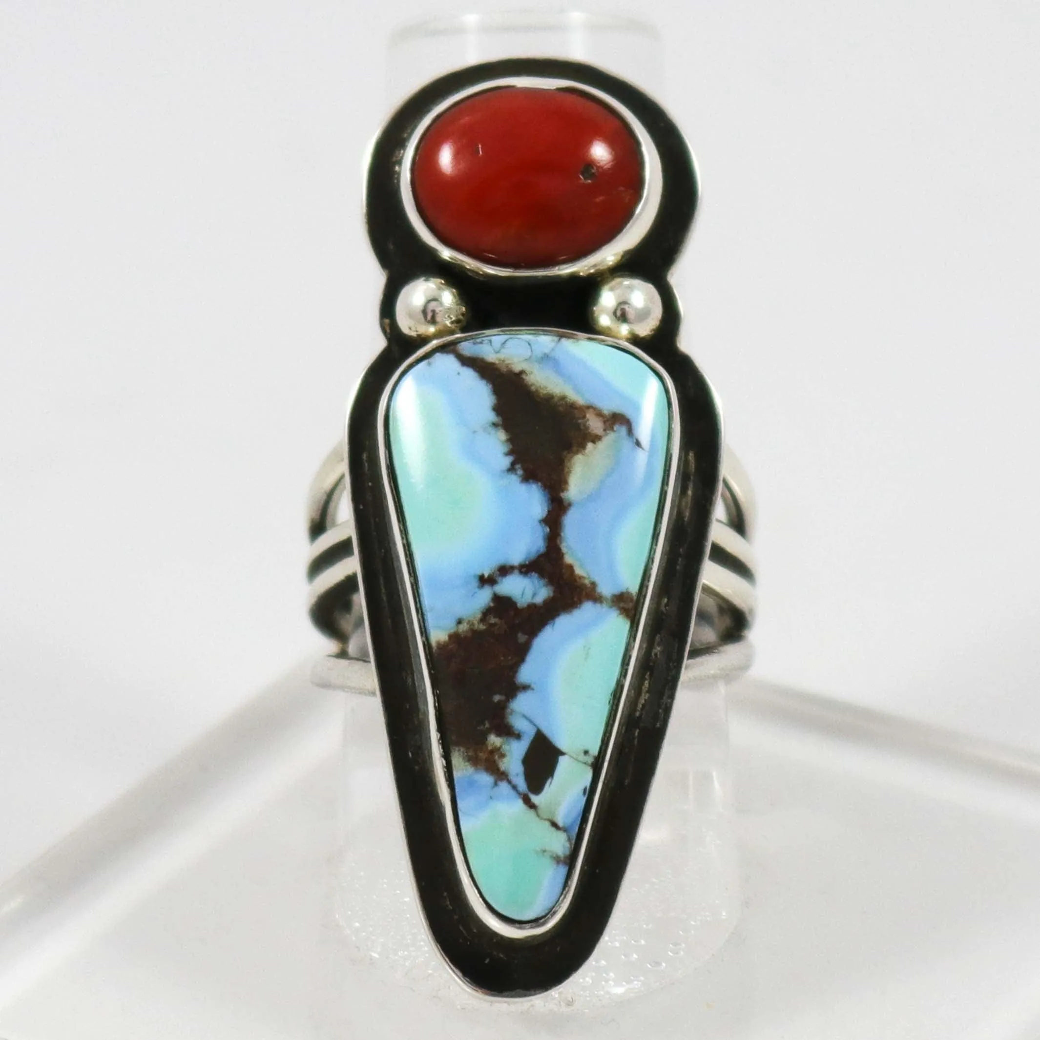 Coral and Turquoise Ring