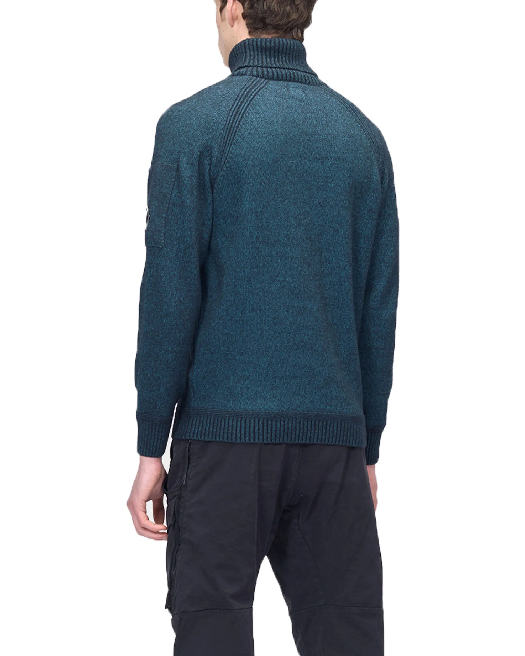 CP Company Knitwear Turtle Neck in Fleece Knit Shaded Spruce