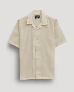 Cream half sleeve linen shirt for men