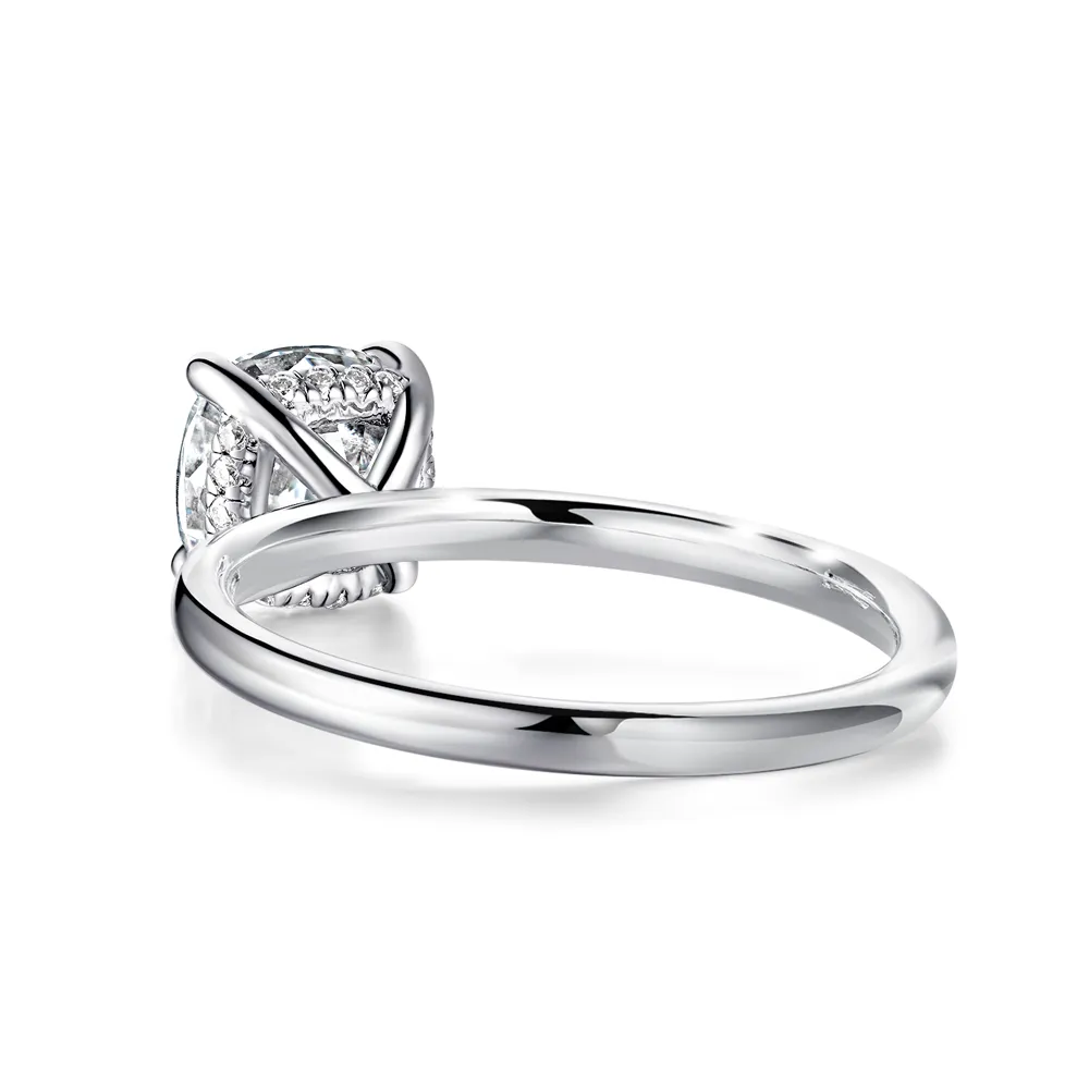 Cushion Cut Engagement Ring With Hidden Halo