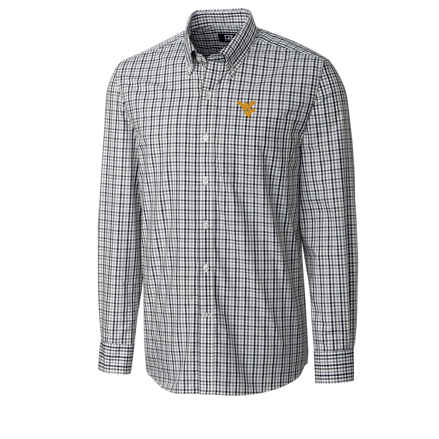 CUTTER & BUCK WVU MEN'S GILMAN NAVY PLAID