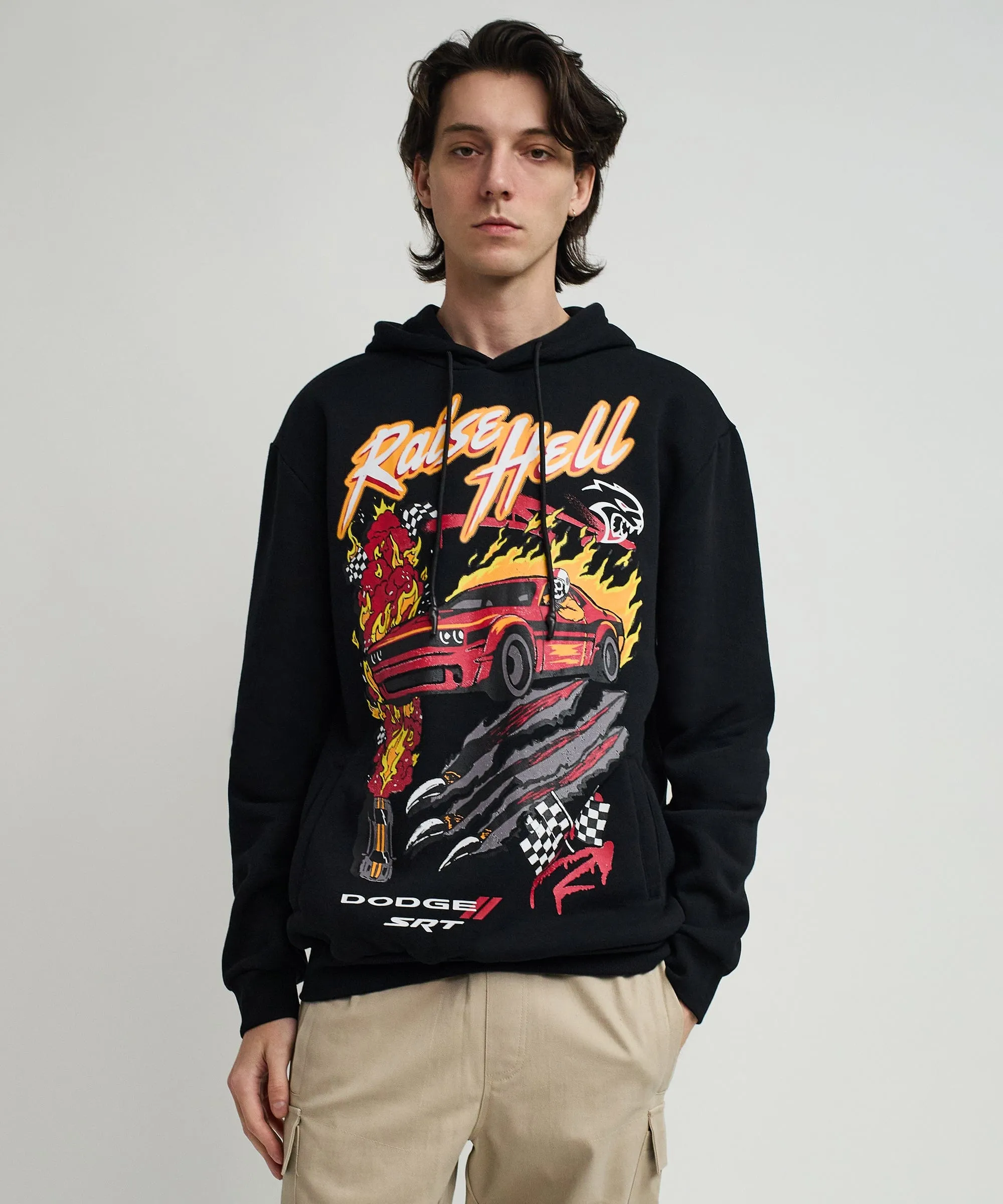 Dodge Raise Hell Graphic Print Hoodie - Black