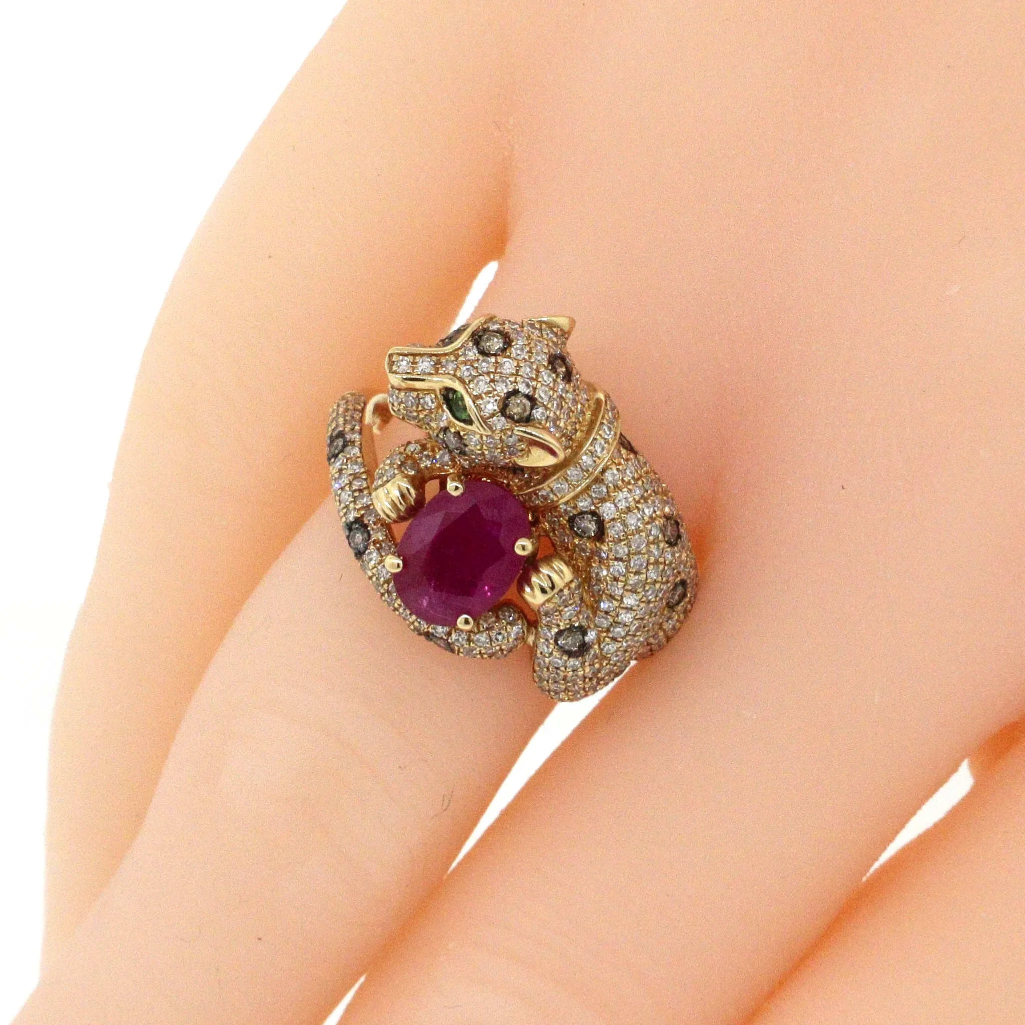 Effy Signature Panther Ruby, Diamond and Emerald Ring