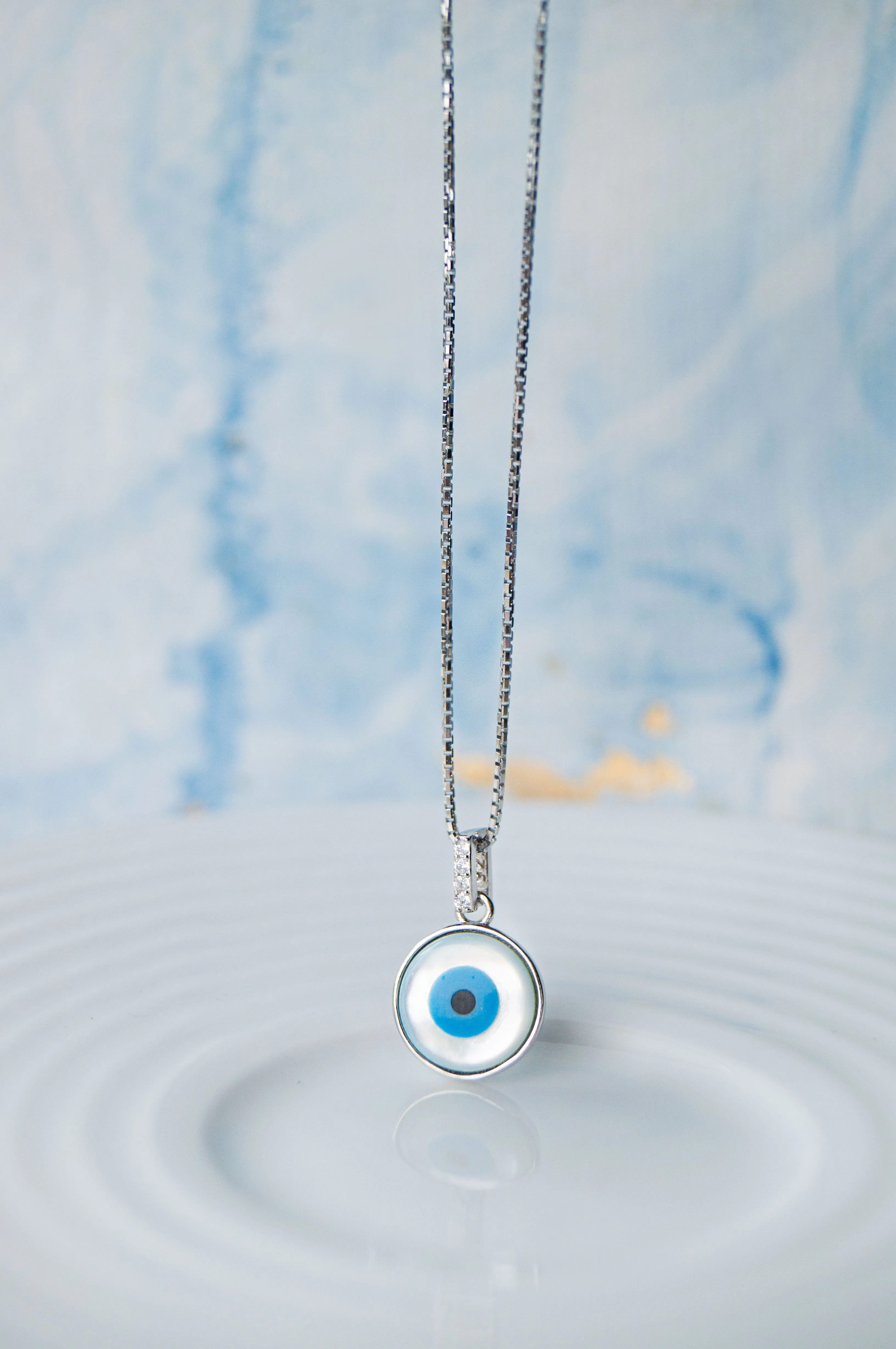 Evergreen Evil Eye Sterling Silver Pendant Set