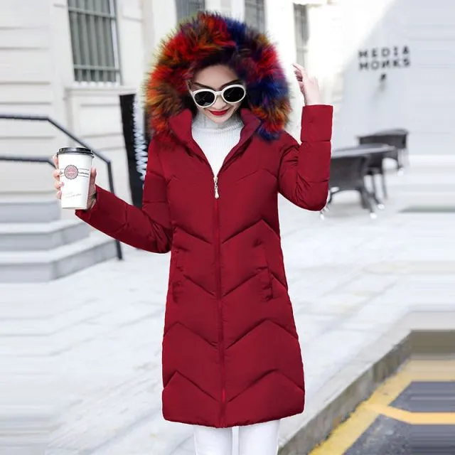 Fashion European Black Women's Winter Jacket Big Fur Hooded Thick Down Parkas Female Jacket Warm Winter Coat for Women 2021 New