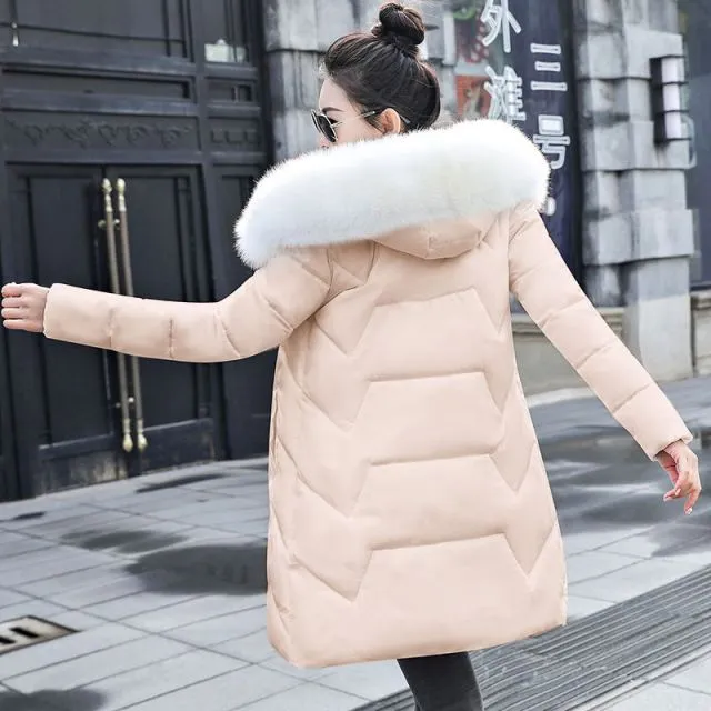 Fashion European Black Women's Winter Jacket Big Fur Hooded Thick Down Parkas Female Jacket Warm Winter Coat for Women 2021 New