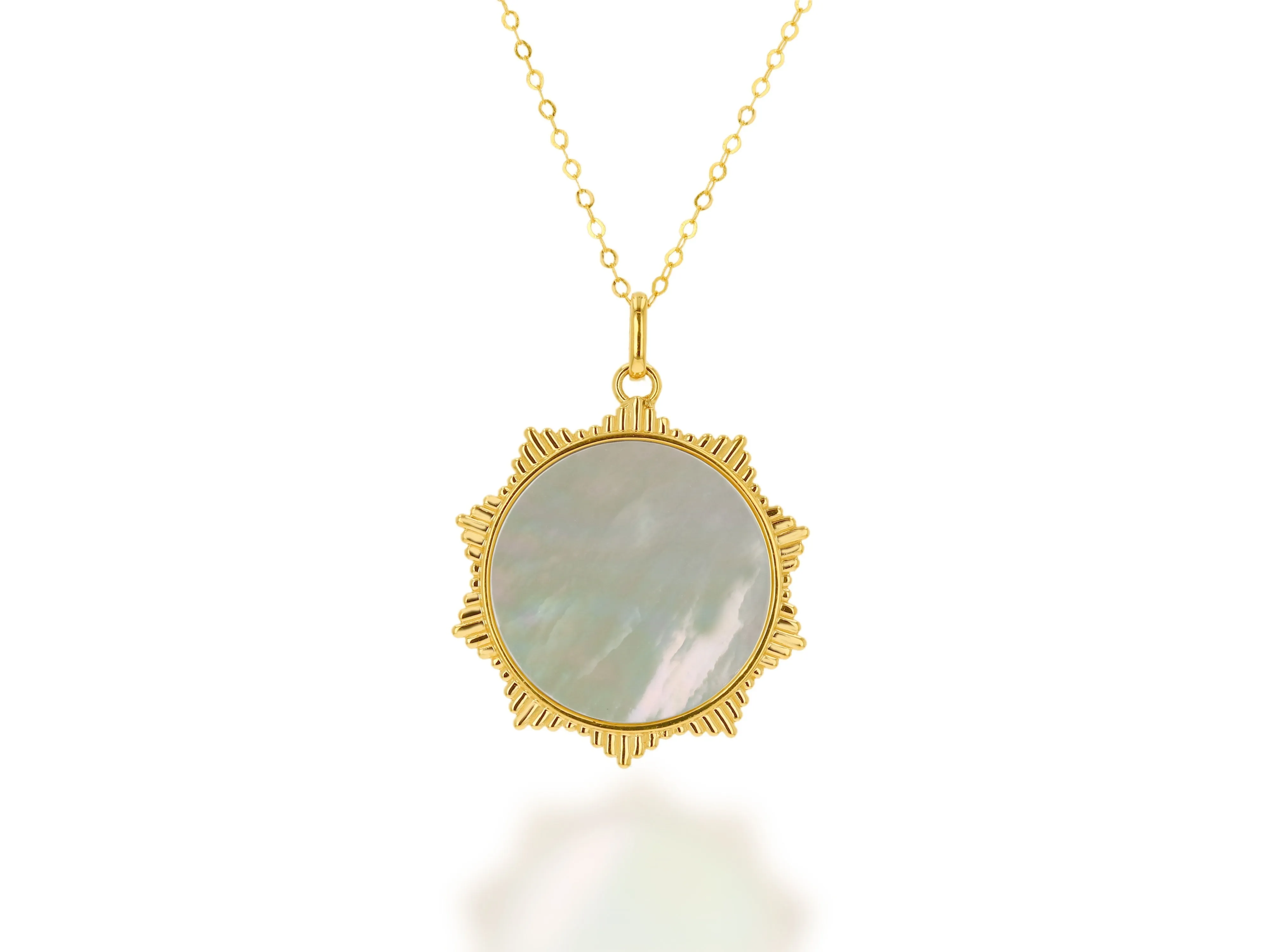 Fluted White Mother Of Pearl Sun Charm